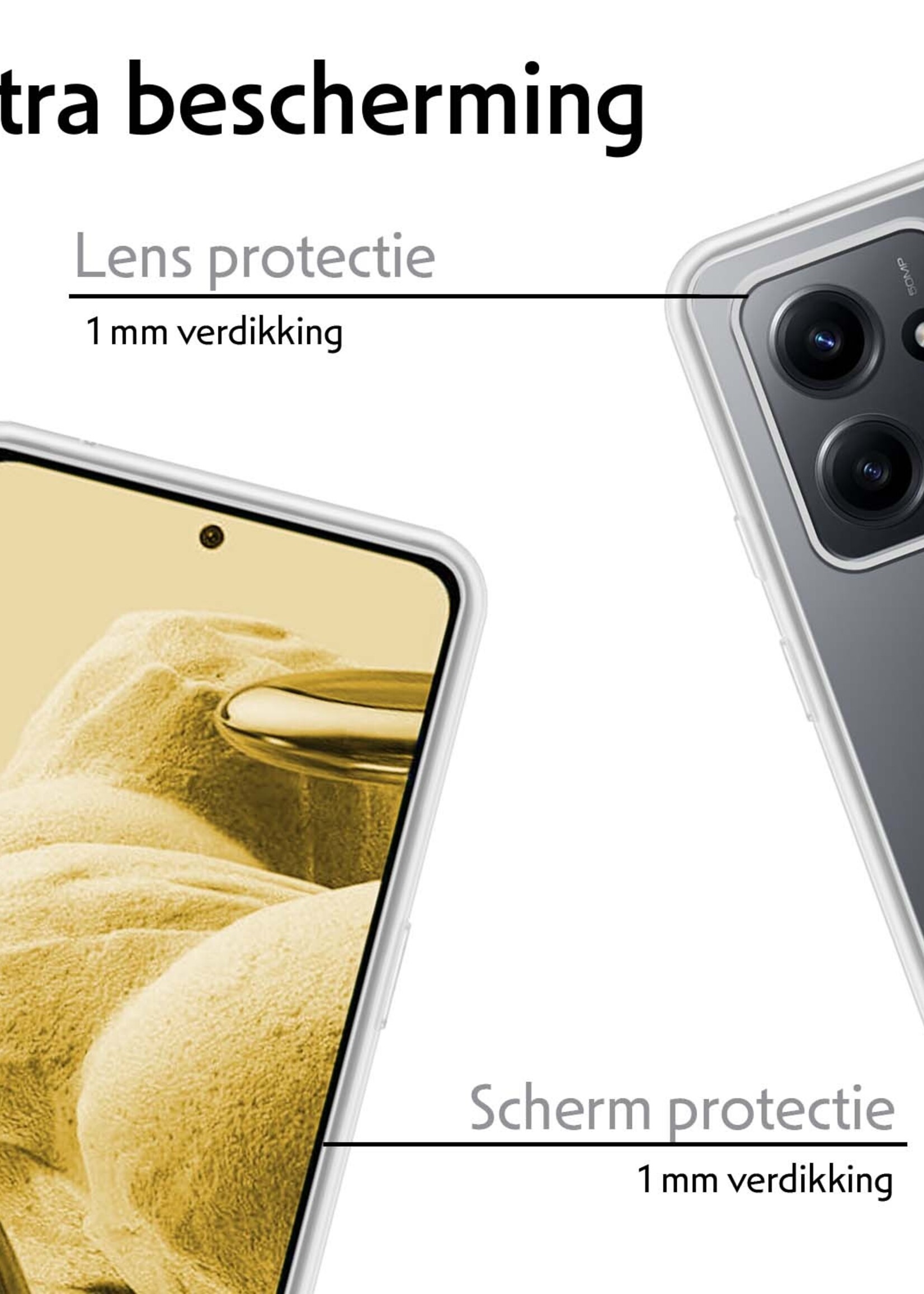 LUQ Hoesje Geschikt voor Xiaomi Redmi Note 12 5G Hoesje Siliconen Case - Hoes Geschikt voor Xiaomi Redmi Note 12 5G Hoes Siliconen - Transparant