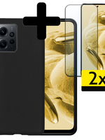 LUQ LUQ Xiaomi Redmi Note 12 4G Hoesje Siliconen Met 2x Screenprotector - Zwart