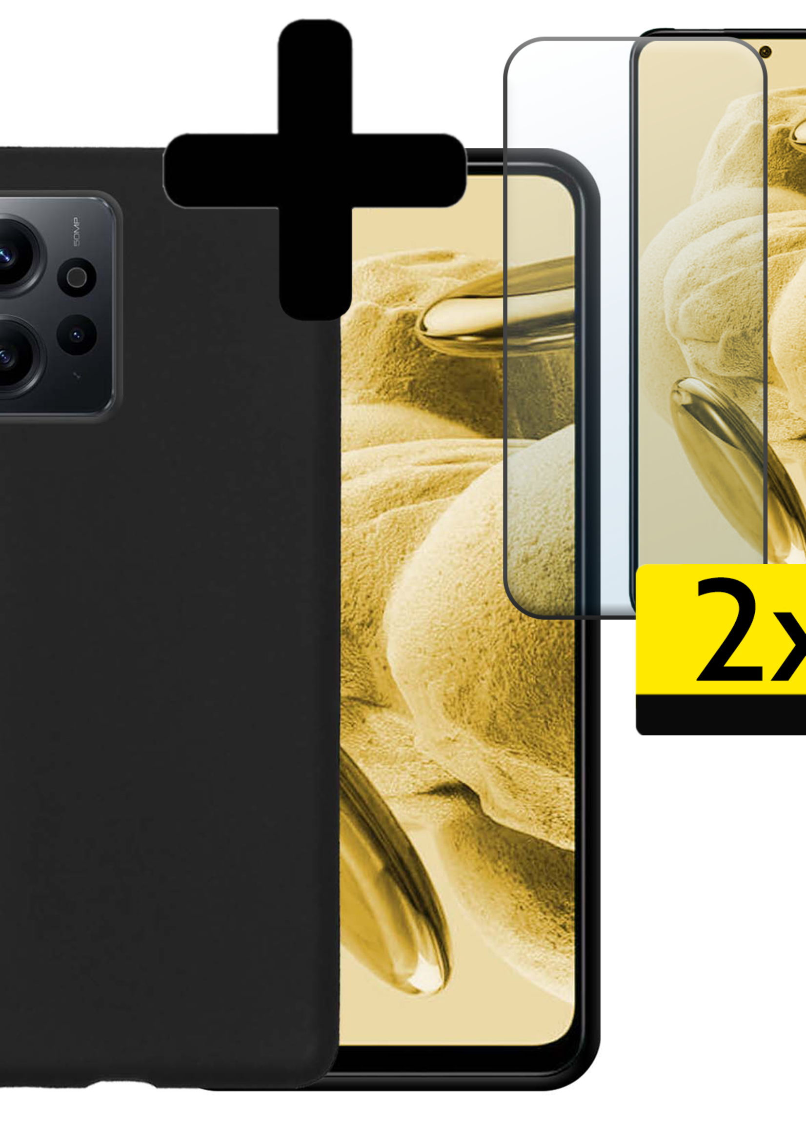 LUQ Hoesje Geschikt voor Xiaomi Redmi Note 12 4G Hoesje Siliconen Case Met 2x Screenprotector - Hoes Geschikt voor Xiaomi Redmi Note 12 4G Hoes Siliconen - Zwart