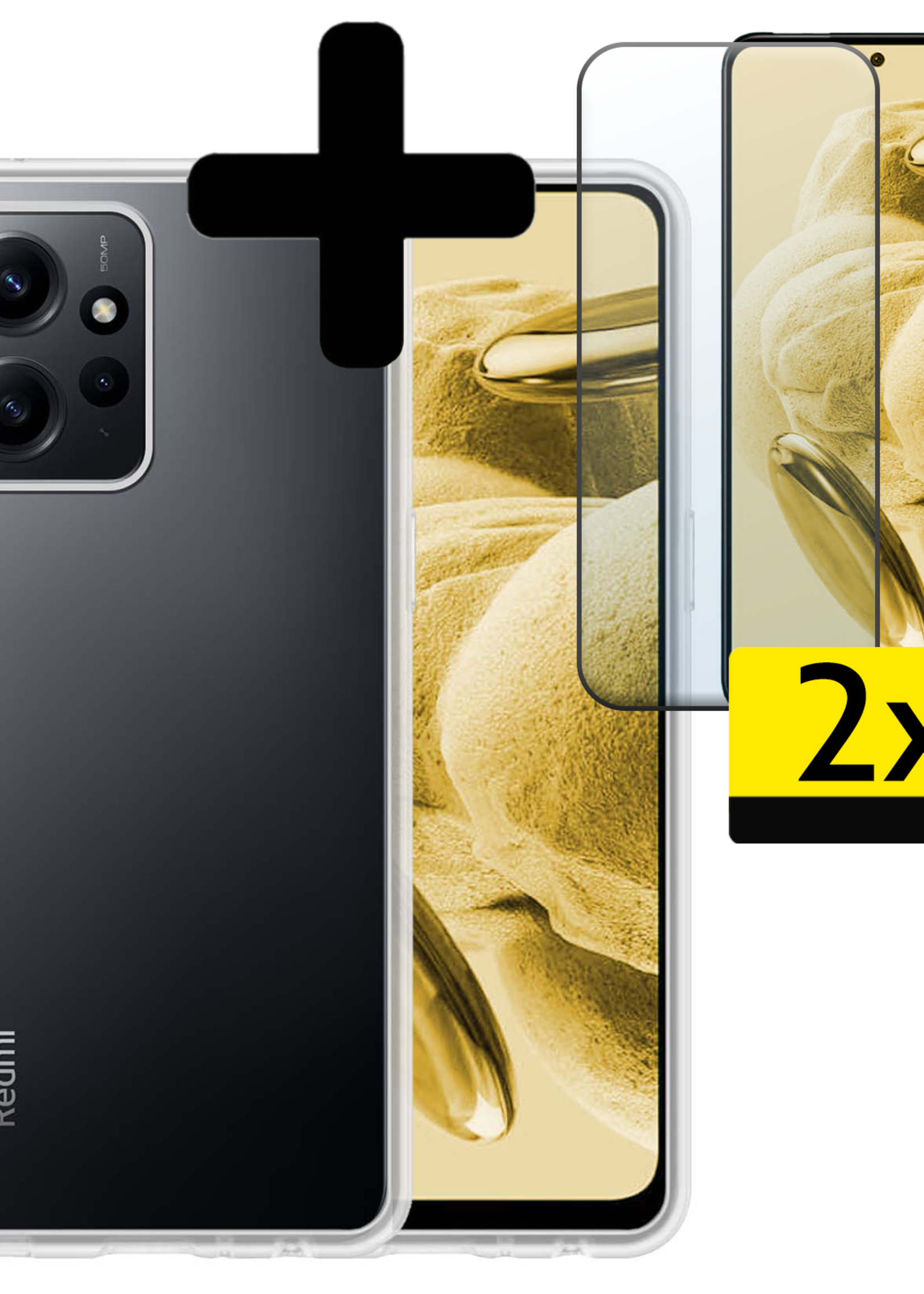 LUQ Hoesje Geschikt voor Xiaomi Redmi Note 12 4G Hoesje Siliconen Case Met 2x Screenprotector - Hoes Geschikt voor Xiaomi Redmi Note 12 4G Hoes Siliconen - Transparant