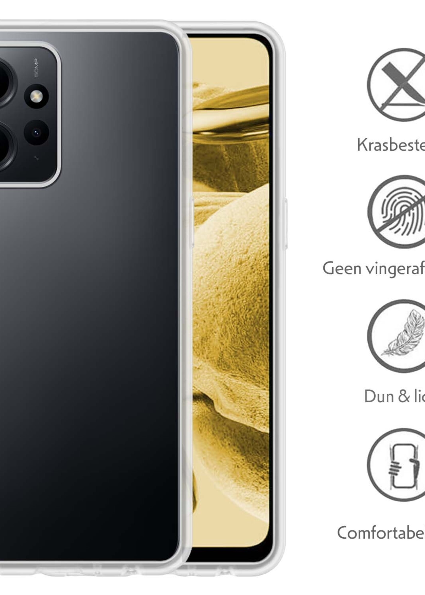 LUQ Hoesje Geschikt voor Xiaomi Redmi Note 12 4G Hoesje Siliconen Case Met Screenprotector - Hoes Geschikt voor Xiaomi Redmi Note 12 4G Hoes Siliconen - Transparant