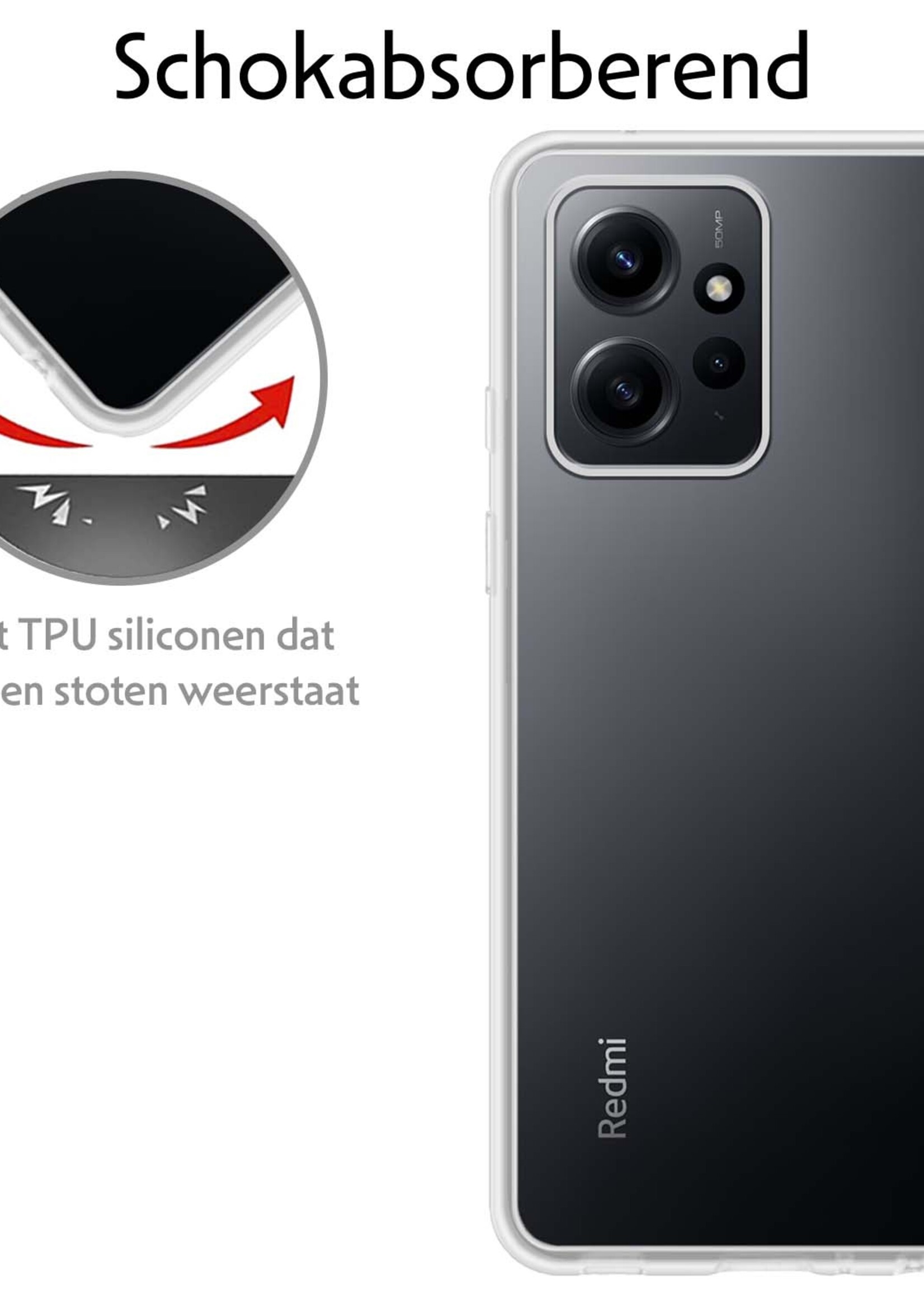 LUQ Hoesje Geschikt voor Xiaomi Redmi Note 12 4G Hoesje Siliconen Case Met Screenprotector - Hoes Geschikt voor Xiaomi Redmi Note 12 4G Hoes Siliconen - Transparant