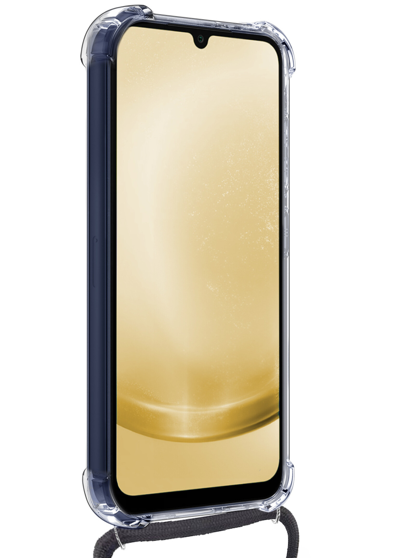 LUQ Hoesje Geschikt voor Samsung A25 Hoesje Shockproof Case Siliconen Hoes Met Koord - Transparant