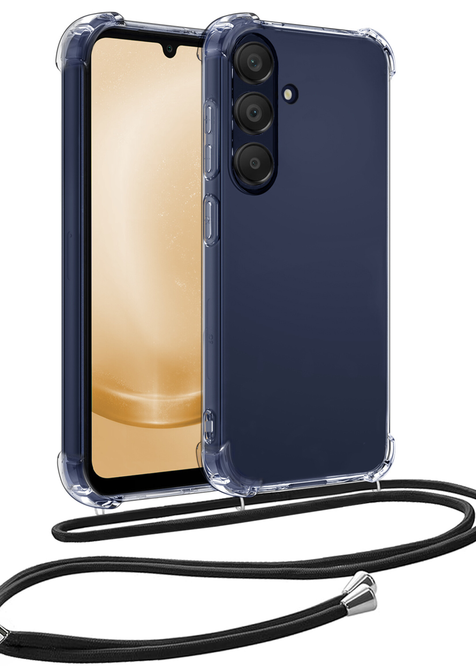 LUQ Hoesje Geschikt voor Samsung A25 Hoesje Shockproof Case Siliconen Hoes Met Koord - Transparant