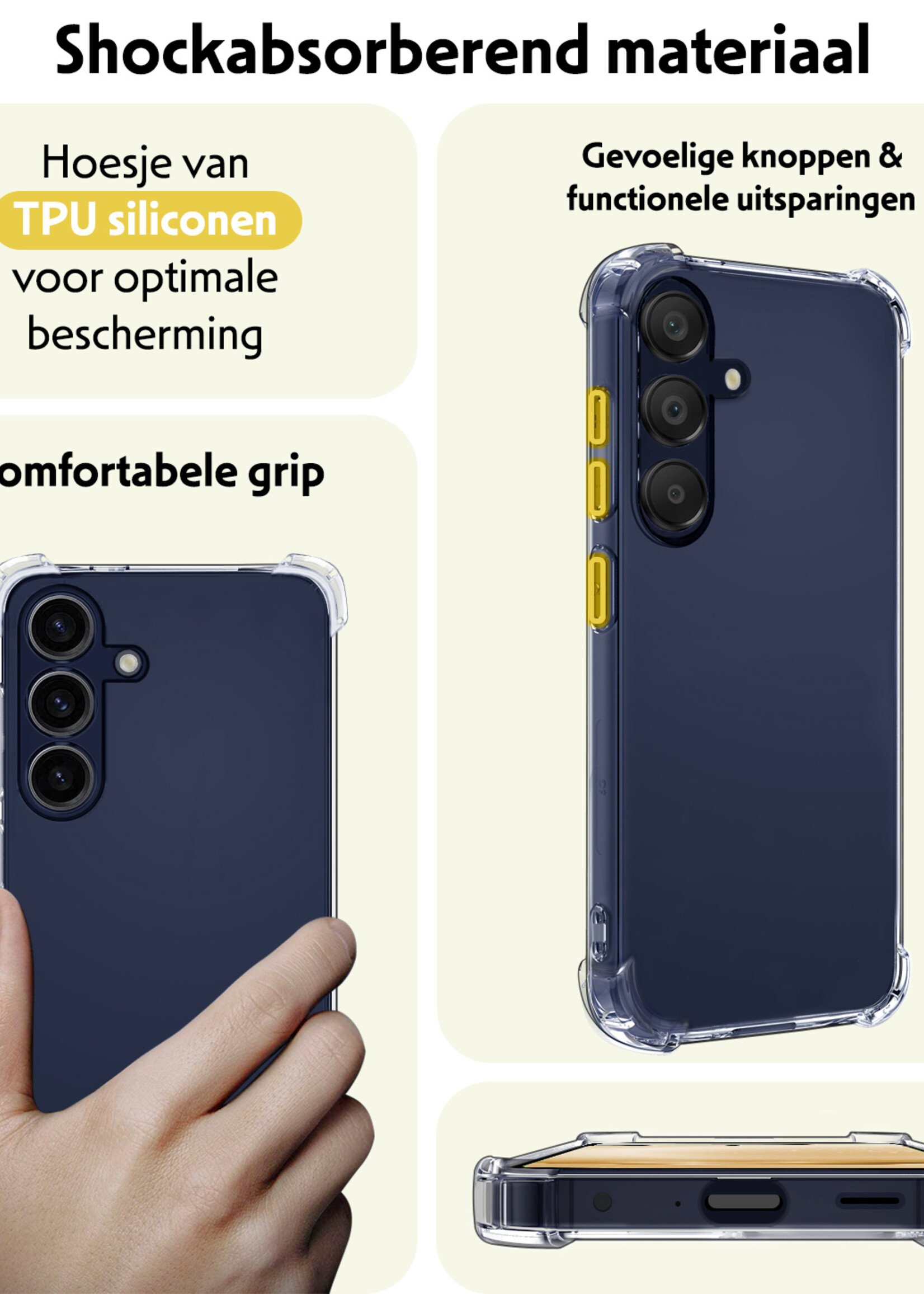 LUQ Hoesje Geschikt voor Samsung A25 Hoesje Shockproof Case Siliconen - Hoes Geschikt voor Samsung Galaxy A25 Hoes Cover Siliconen - Transparant