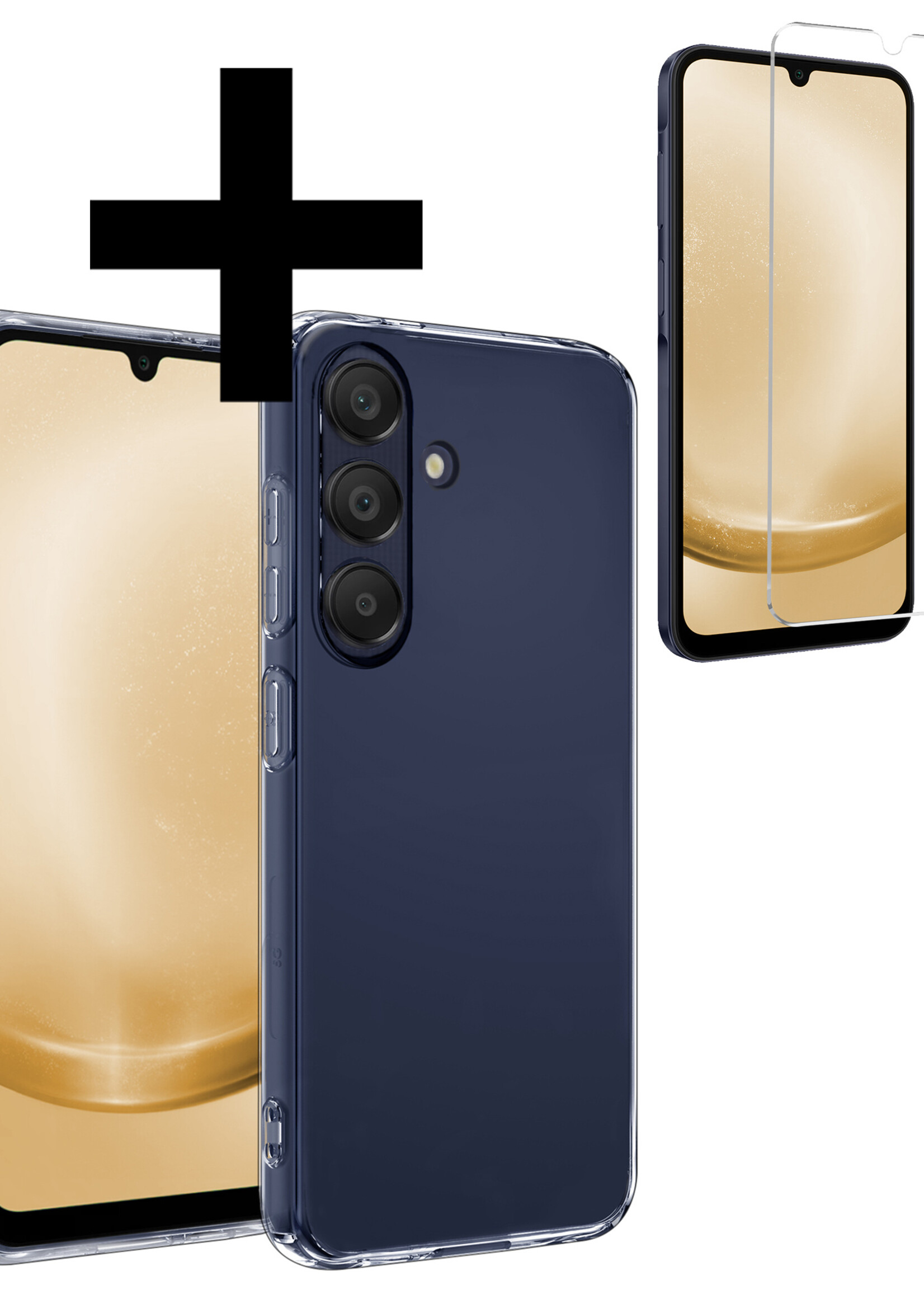 LUQ Hoesje Geschikt voor Samsung A25 Hoesje Siliconen Case Met Screenprotector - Hoes Geschikt voor Samsung Galaxy A25 Hoes Siliconen - Transparant