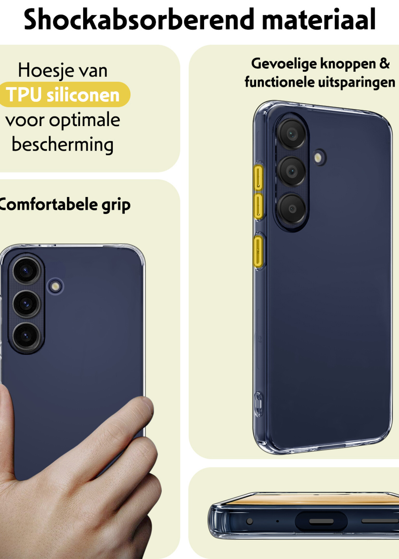 LUQ Hoesje Geschikt voor Samsung A25 Hoesje Siliconen Case - Hoes Geschikt voor Samsung Galaxy A25 Hoes Siliconen - Transparant