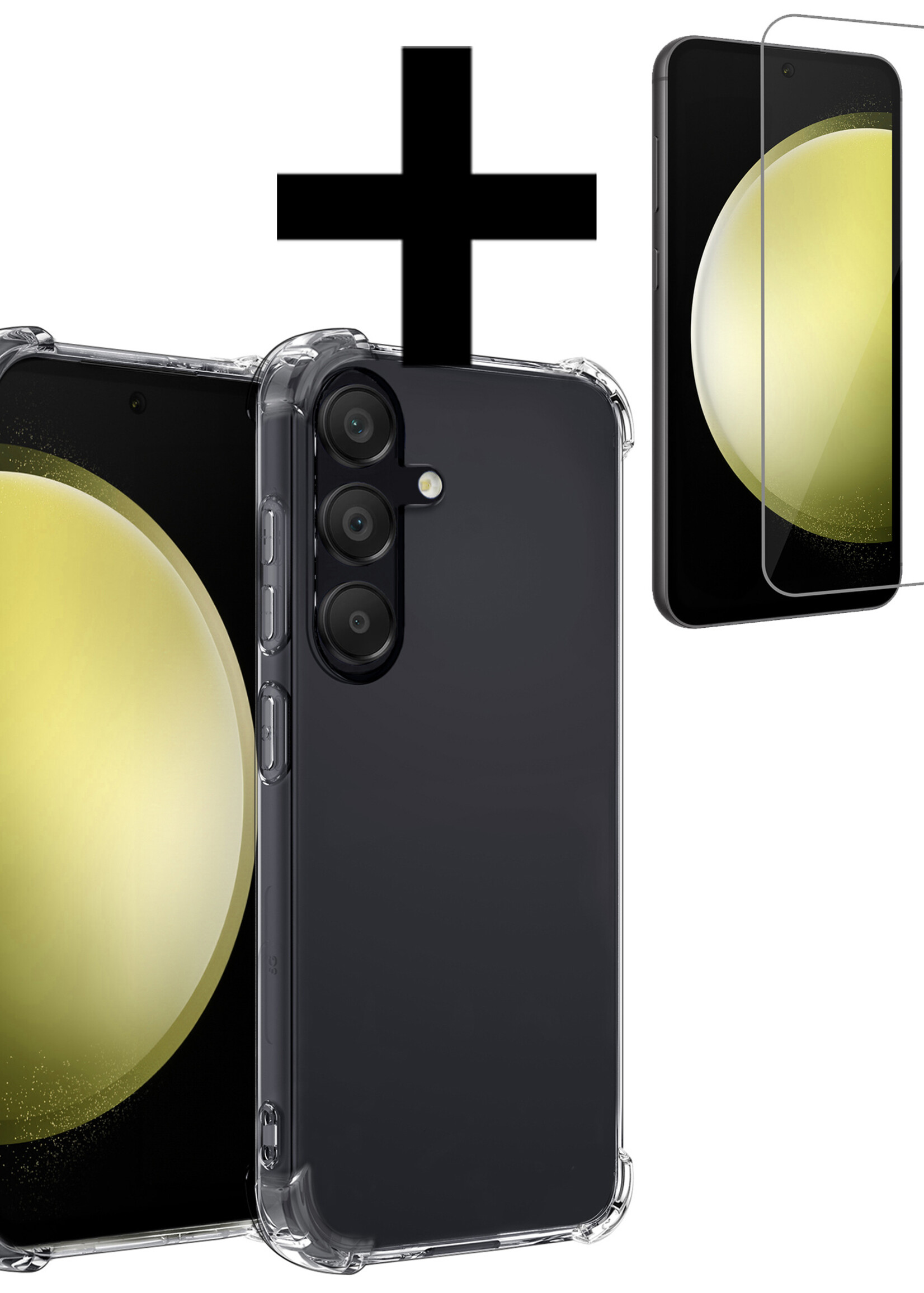 LUQ Hoesje Geschikt voor Samsung S23 FE Hoesje Shockproof Case Siliconen Met Screenprotector - Hoes Geschikt voor Samsung Galaxy S23 FE Hoes Cover Siliconen - Transparant