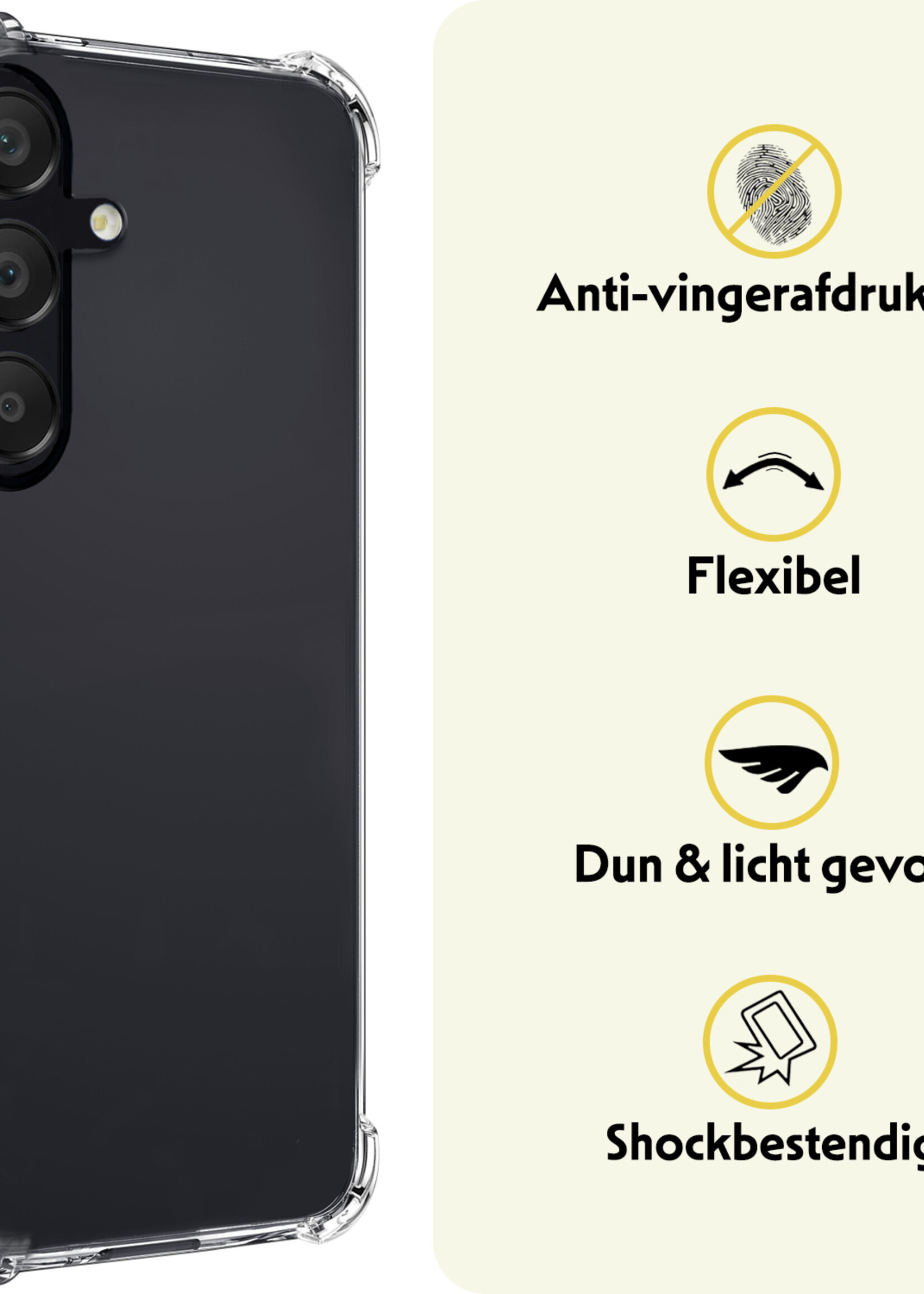 LUQ Hoesje Geschikt voor Samsung S23 FE Hoesje Shockproof Case Siliconen Met Screenprotector - Hoes Geschikt voor Samsung Galaxy S23 FE Hoes Cover Siliconen - Transparant