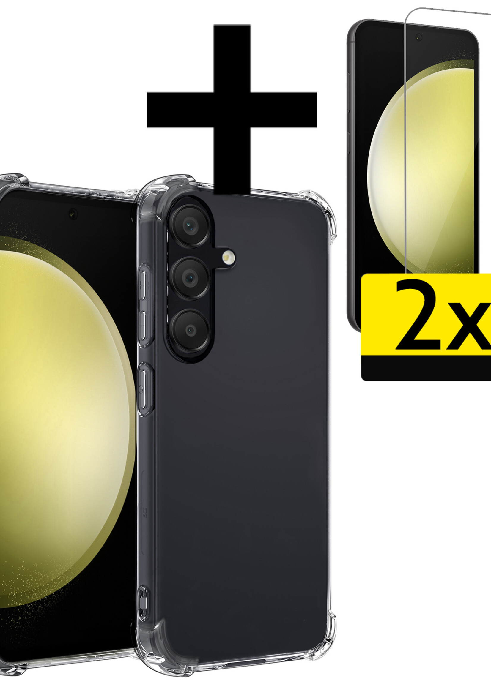 LUQ Hoesje Geschikt voor Samsung S23 FE Hoesje Shockproof Case Siliconen Met 2x Screenprotector - Hoes Geschikt voor Samsung Galaxy S23 FE Hoes Cover Siliconen - Transparant