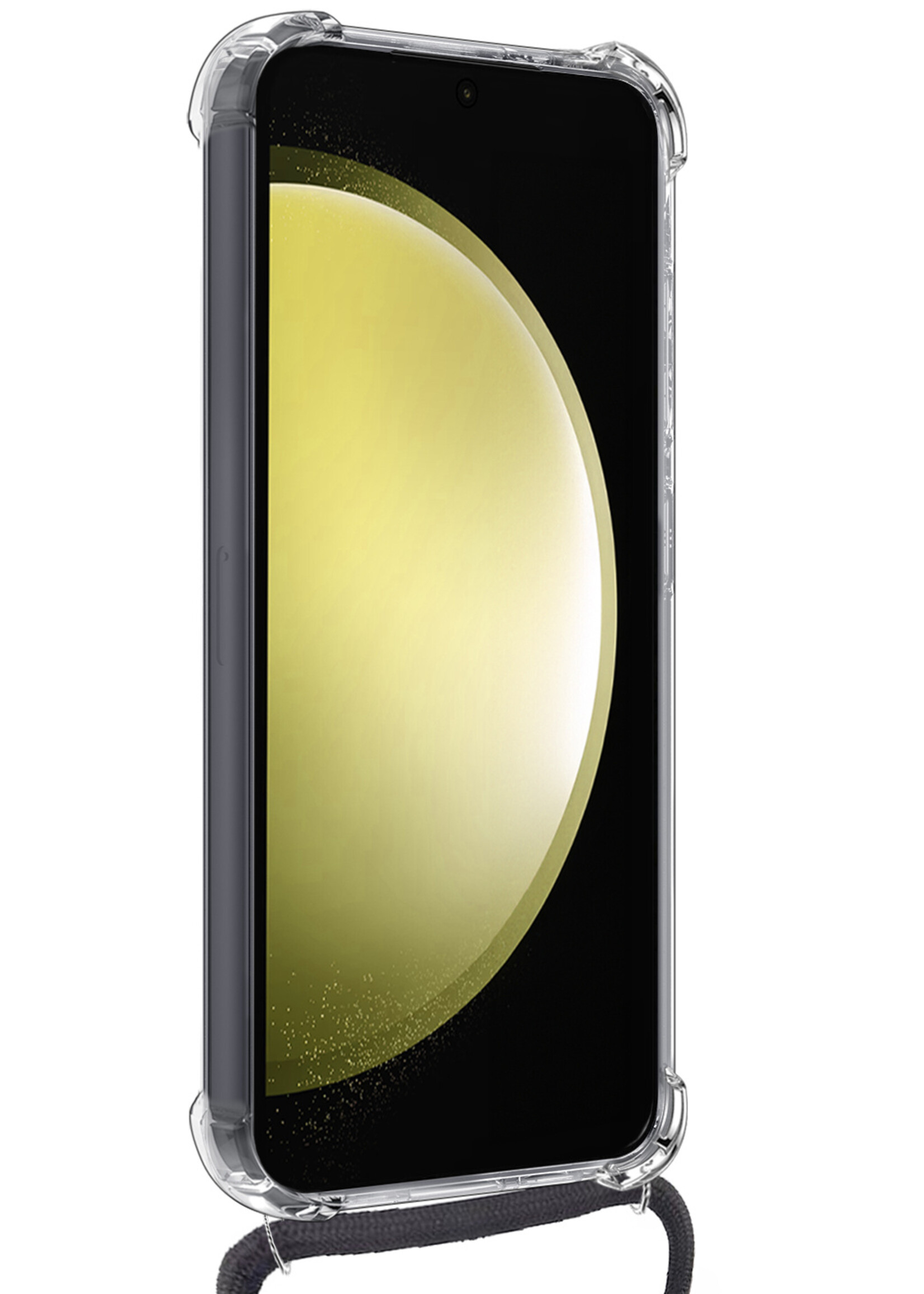 LUQ Hoesje Geschikt voor Samsung S23 FE Hoesje Shockproof Case Siliconen Hoes Met Koord - Transparant