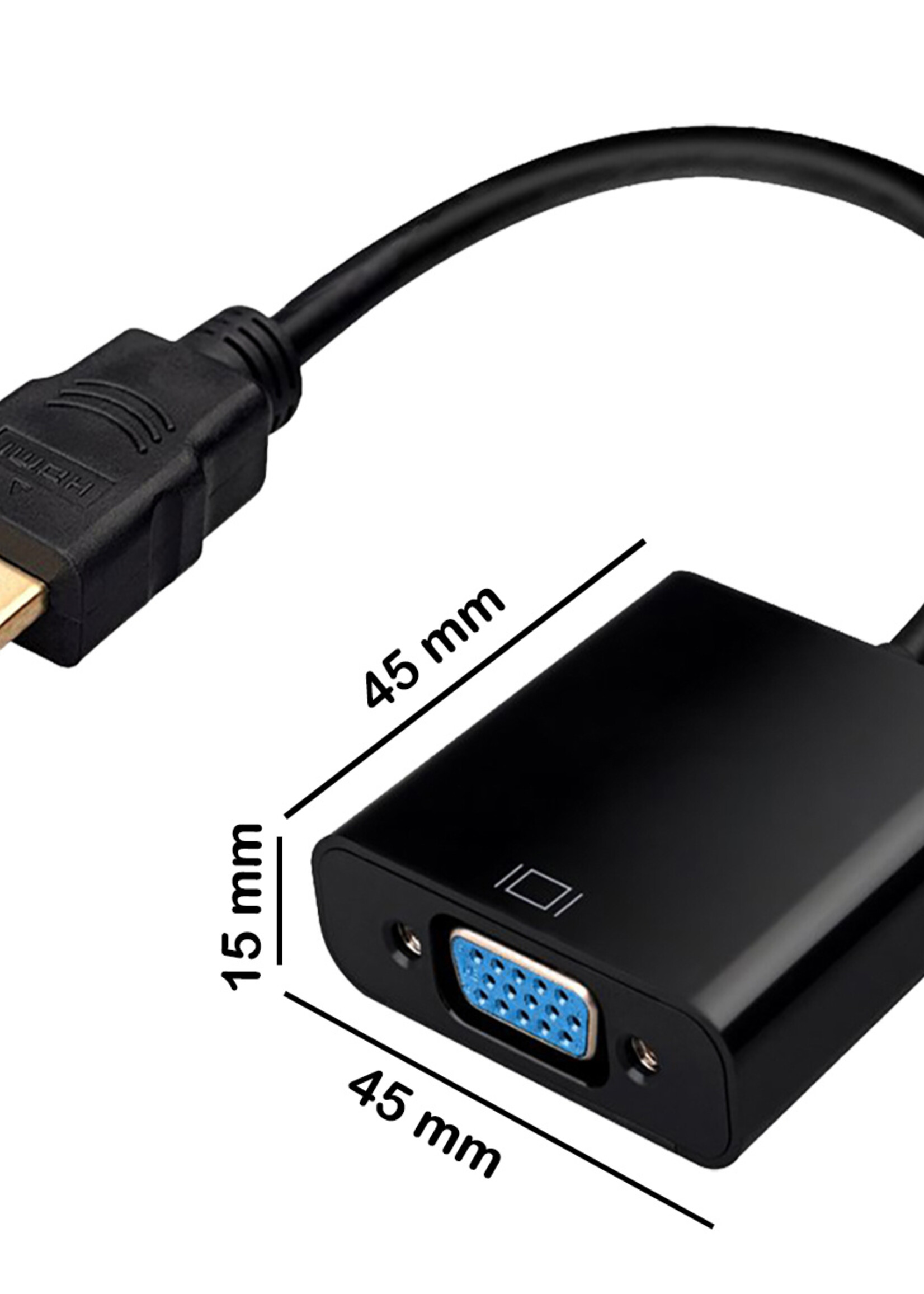 LUQ HDMI naar VGA Adapter Kabel Omvormer HDMI VGA Converter 1080p - Zwart