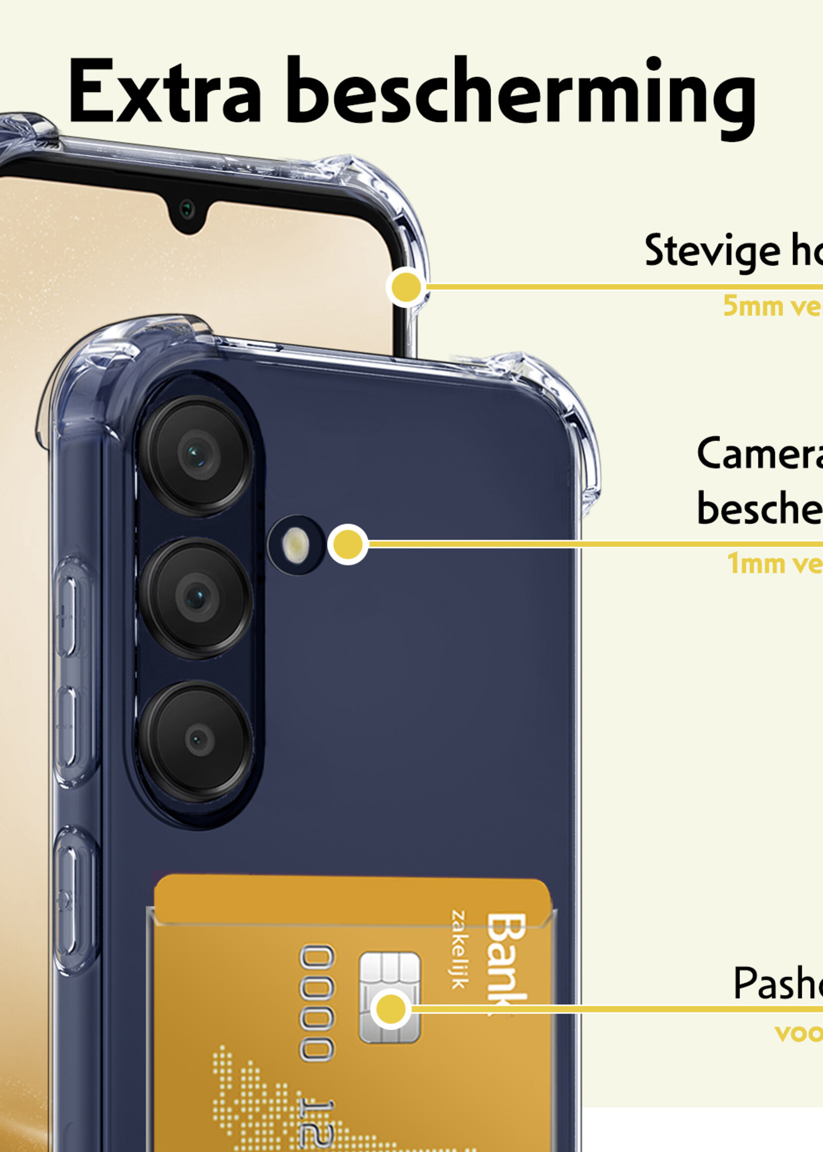 LUQ Hoesje Geschikt voor Samsung A25 Hoesje Case Pashouder Cover Siliconen - Hoes Geschikt voor Samsung Galaxy A25 Hoesje Met Kaarthouder - Transparant