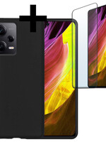 LUQ LUQ Xiaomi Redmi Note 12 Pro+ Hoesje Siliconen Met Screenprotector - Zwart