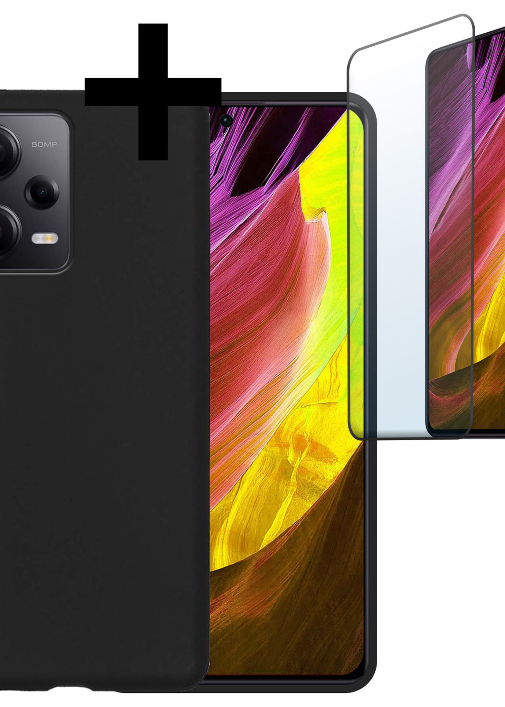LUQ Hoesje Geschikt voor Xiaomi Redmi Note 12 Pro+ Hoesje Siliconen Case Met Screenprotector - Hoes Geschikt voor Xiaomi Redmi Note 12 Pro+ Hoes Siliconen - Zwart