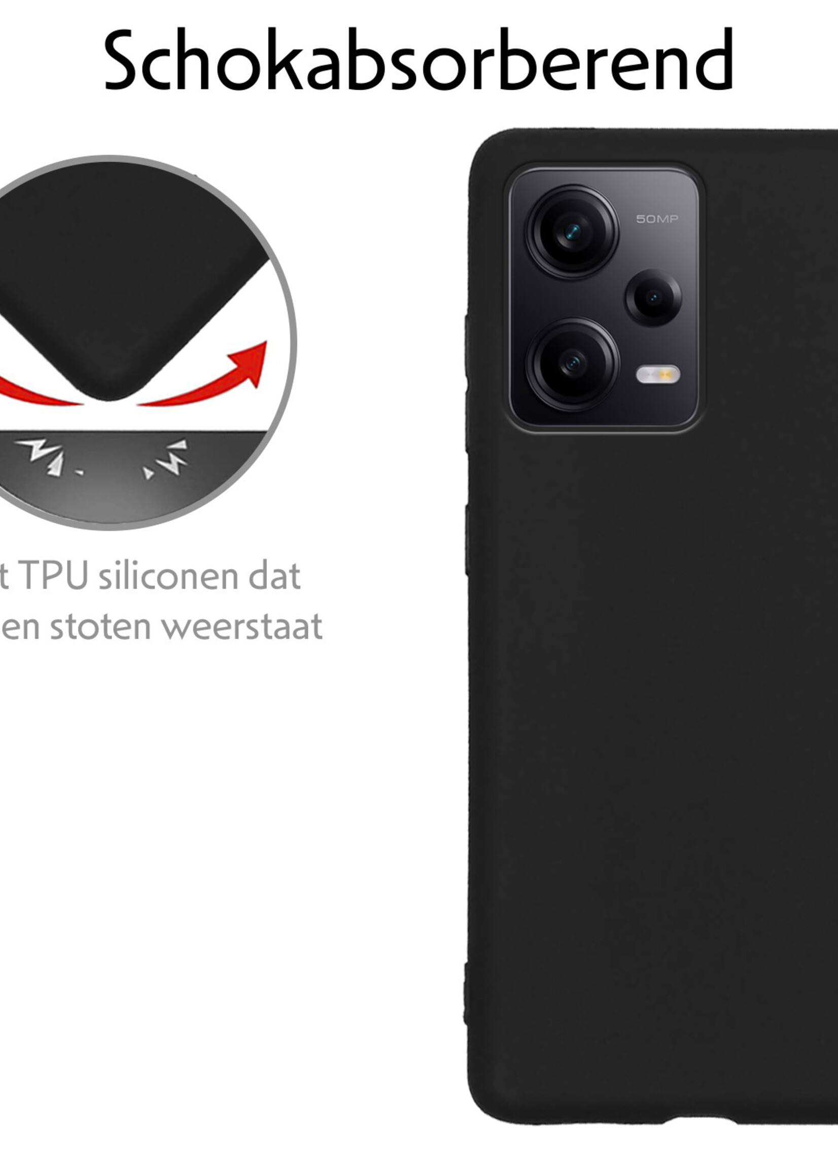 LUQ Hoesje Geschikt voor Xiaomi Redmi Note 12 Pro+ Hoesje Siliconen Case Met Screenprotector - Hoes Geschikt voor Xiaomi Redmi Note 12 Pro+ Hoes Siliconen - Zwart