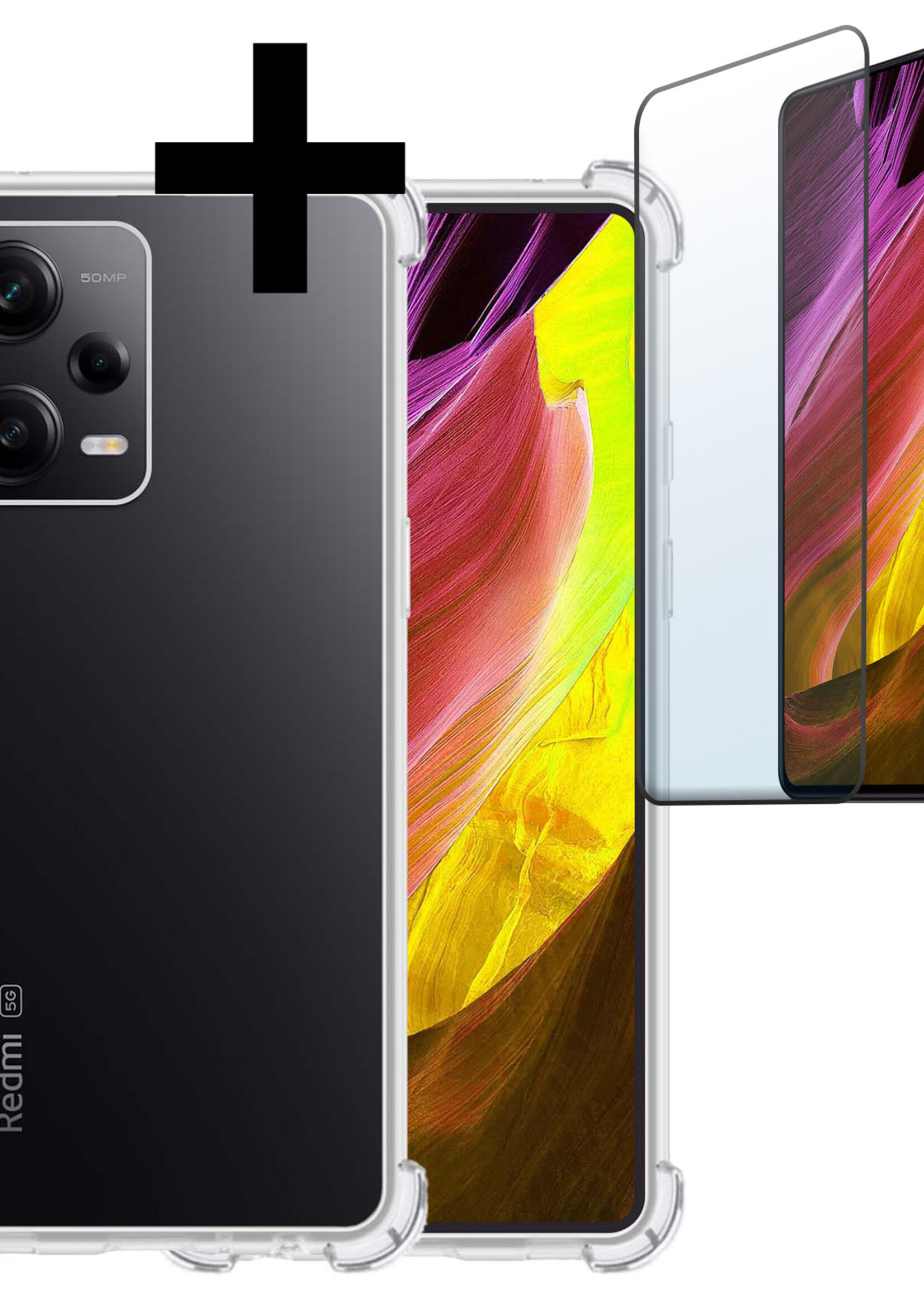 LUQ Hoesje Geschikt voor Xiaomi Redmi Note 12 Pro+ Hoesje Shockproof Case Siliconen Met Screenprotector - Hoes Geschikt voor Xiaomi Redmi Note 12 Pro+ Hoes Cover Siliconen - Transparant