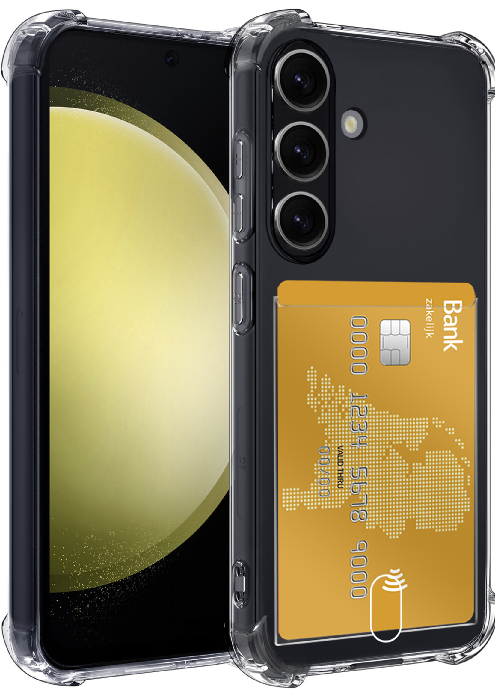 LUQ Hoesje Geschikt voor Samsung S23 FE Hoesje Case Pashouder Cover Siliconen - Hoes Geschikt voor Samsung Galaxy S23 FE Hoesje Met Kaarthouder - Transparant