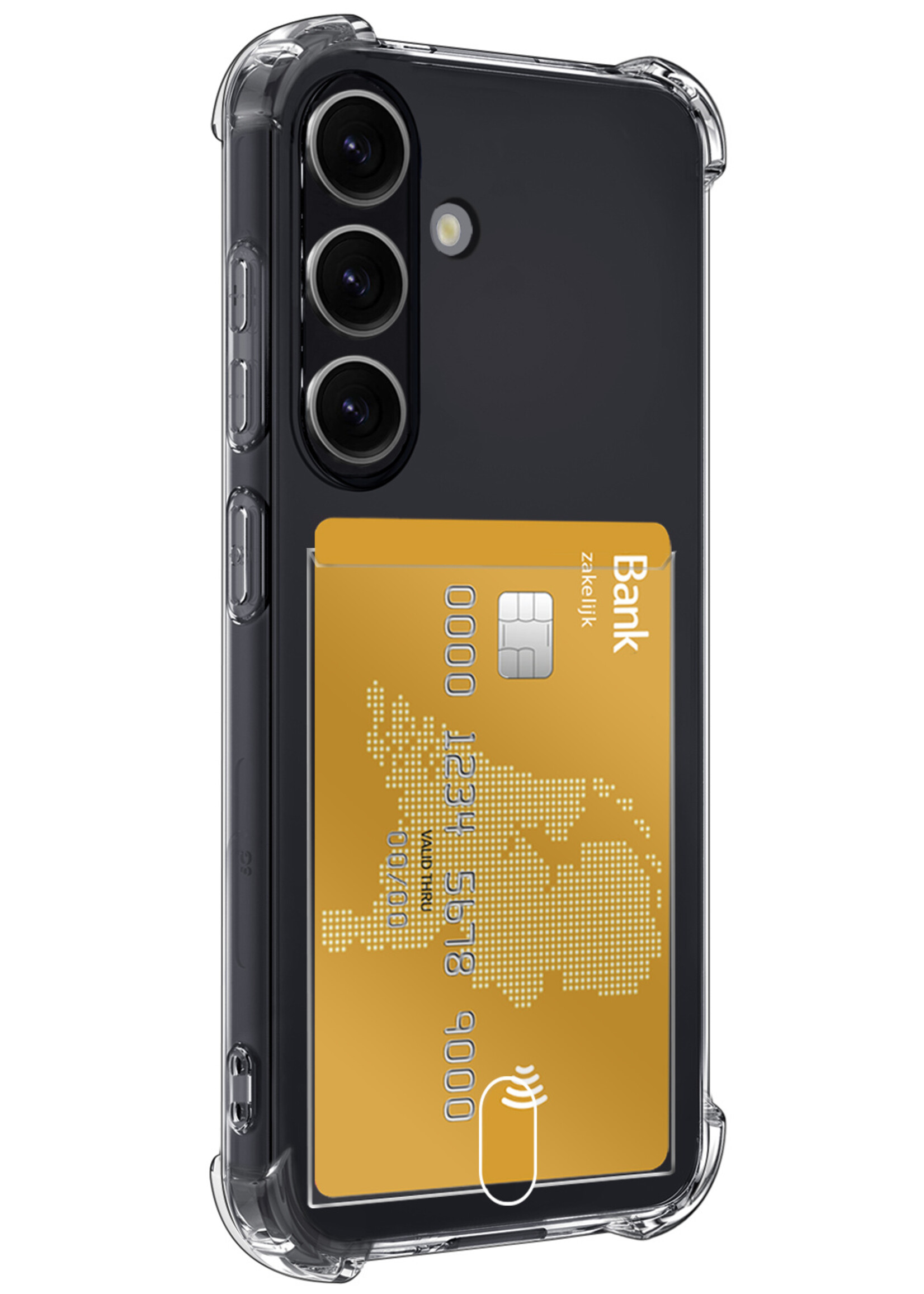 LUQ Hoesje Geschikt voor Samsung S23 FE Hoesje Case Pashouder Cover Siliconen Met Screenprotector - Hoes Geschikt voor Samsung Galaxy S23 FE Hoesje Met Kaarthouder- Transparant