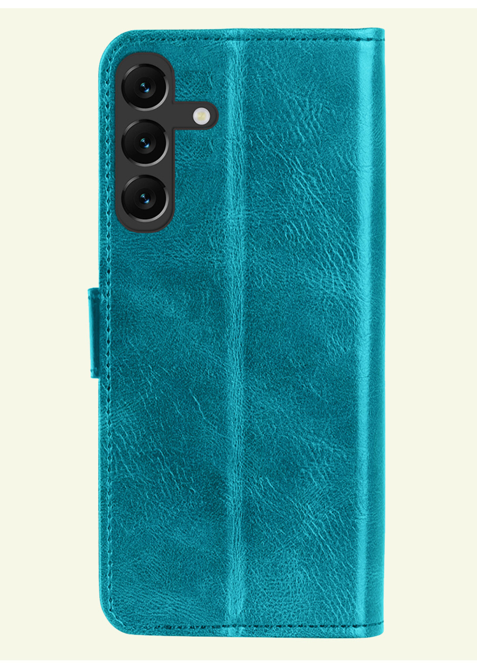 LUQ Hoesje Geschikt voor Samsung S24 Plus Hoesje Book Case Hoes Wallet Cover Met Screenprotector - Hoes Geschikt voor Samsung Galaxy S24 Plus Hoesje Bookcase Hoes - Turquoise