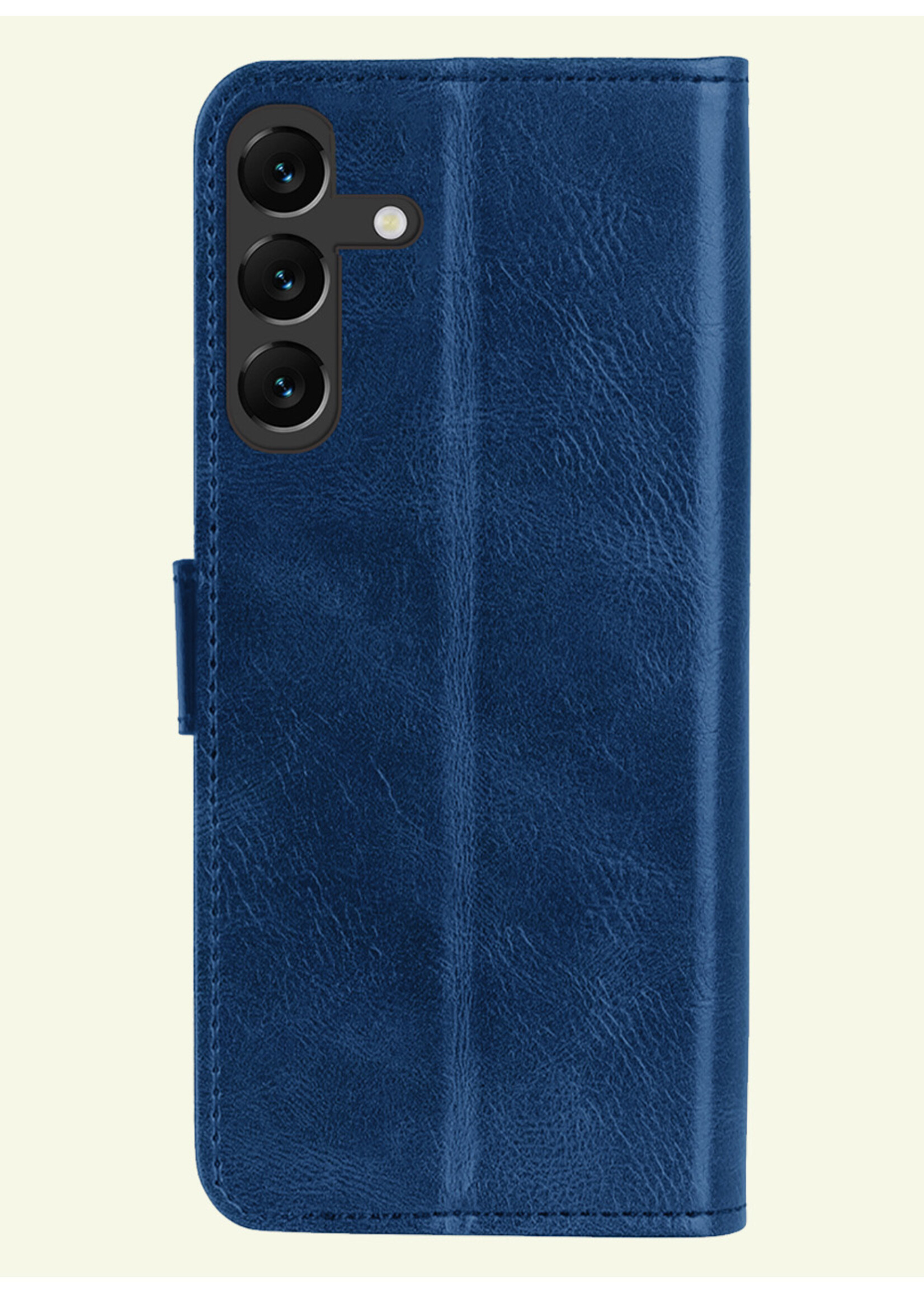 LUQ Hoesje Geschikt voor Samsung S24 Plus Hoesje Book Case Hoes Wallet Cover Met Screenprotector - Hoes Geschikt voor Samsung Galaxy S24 Plus Hoesje Bookcase Hoes - Donkerblauw