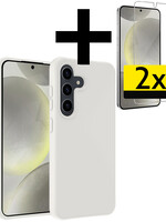 LUQ LUQ Samsung Galaxy S24 Plus Hoesje Siliconen Met 2x Screenprotector - Wit