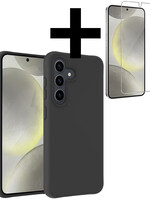 LUQ LUQ Samsung Galaxy S24 Plus Hoesje Siliconen Met Screenprotector - Zwart
