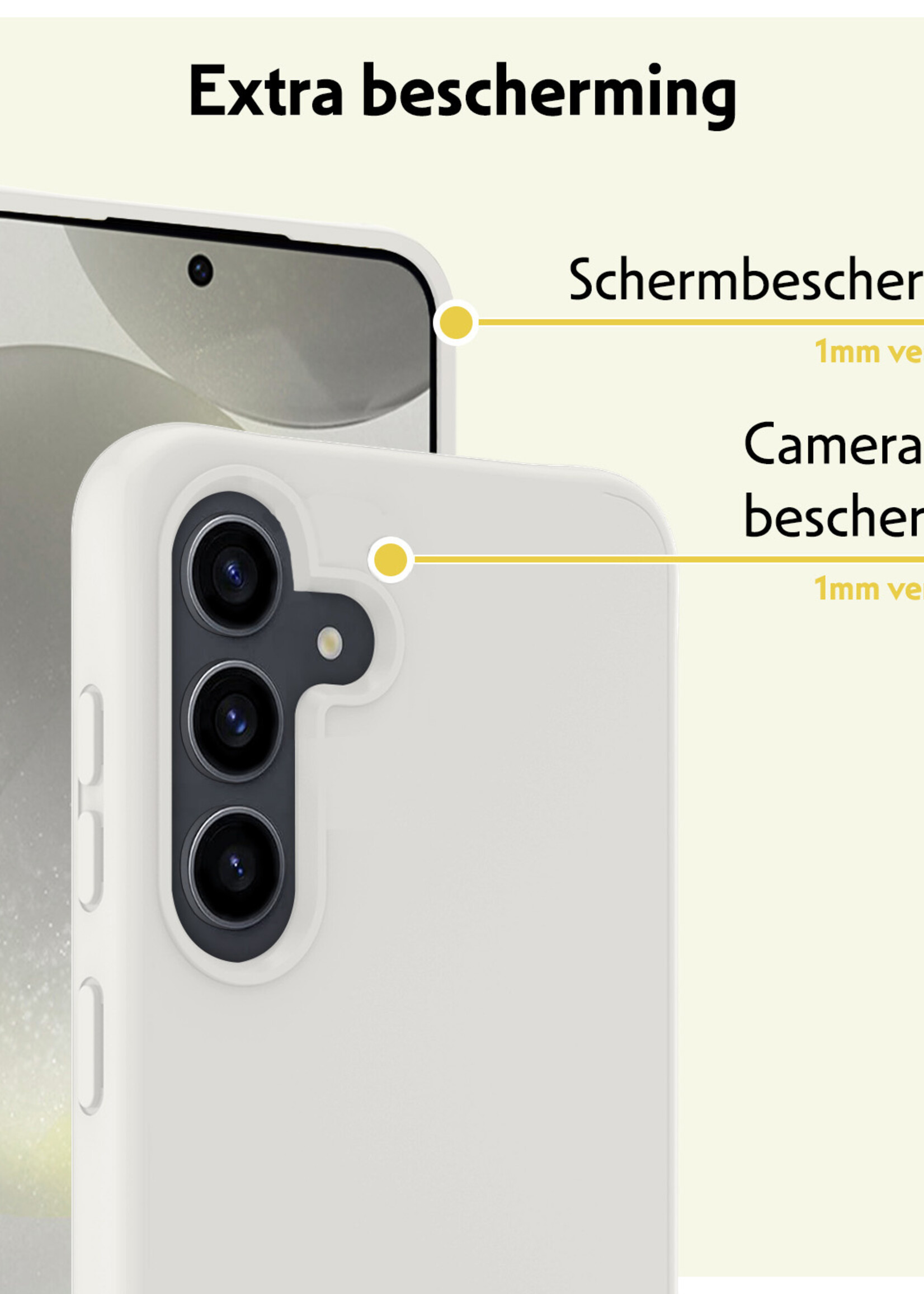 LUQ Hoesje Geschikt voor Samsung S24 Plus Hoesje Siliconen Case Met Screenprotector - Hoes Geschikt voor Samsung Galaxy S24 Plus Hoes Siliconen - Wit