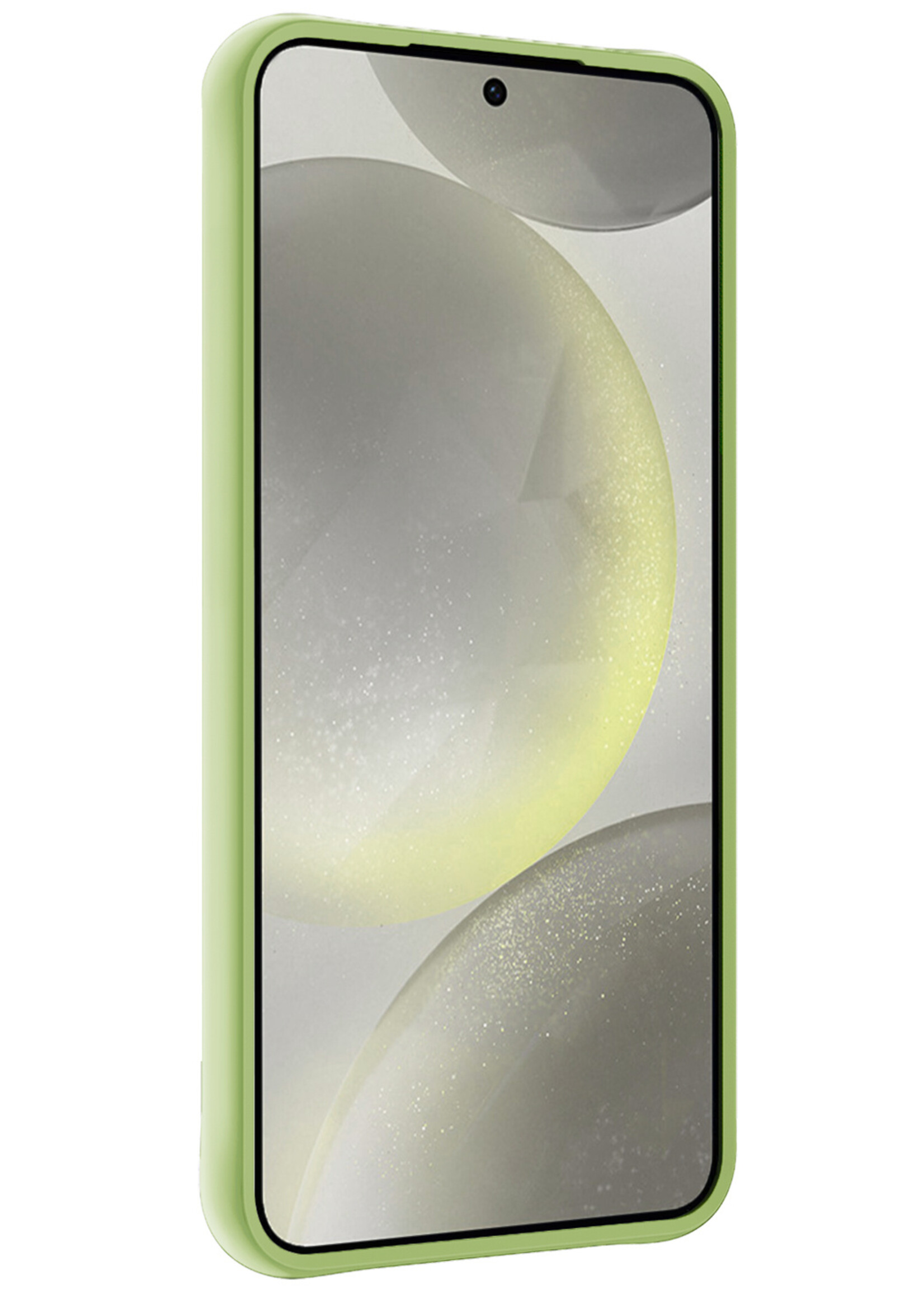 LUQ Hoesje Geschikt voor Samsung S24 Plus Hoesje Siliconen Case Met Screenprotector - Hoes Geschikt voor Samsung Galaxy S24 Plus Hoes Siliconen - Groen