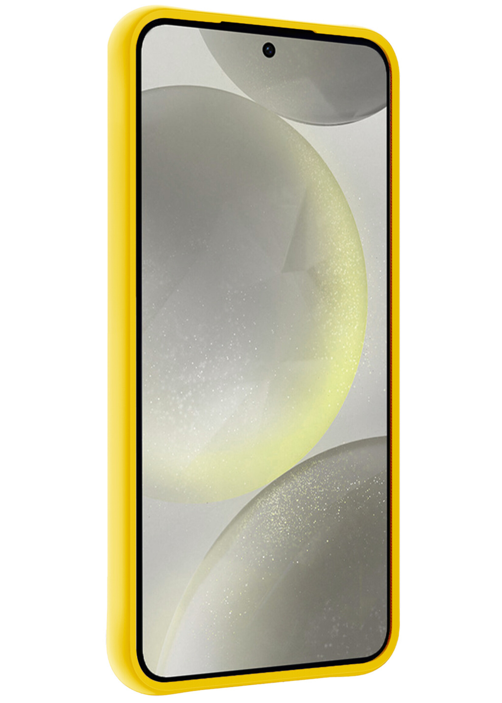 LUQ Hoesje Geschikt voor Samsung S24 Plus Hoesje Siliconen Case Met Screenprotector - Hoes Geschikt voor Samsung Galaxy S24 Plus Hoes Siliconen - Geel