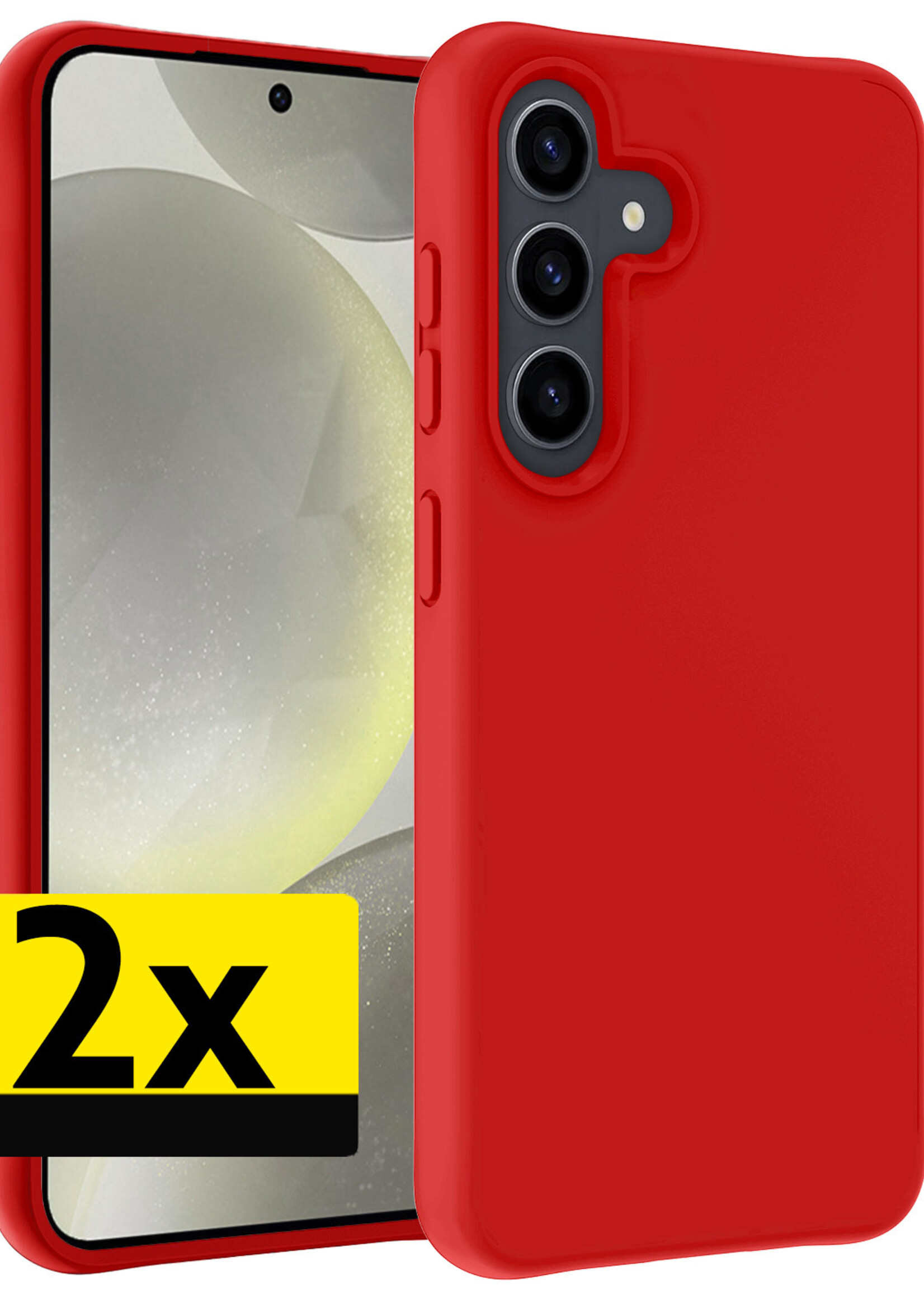 LUQ Hoesje Geschikt voor Samsung S24 Plus Hoesje Siliconen Case - Hoes Geschikt voor Samsung Galaxy S24 Plus Hoes Siliconen - Rood - 2 Stuks