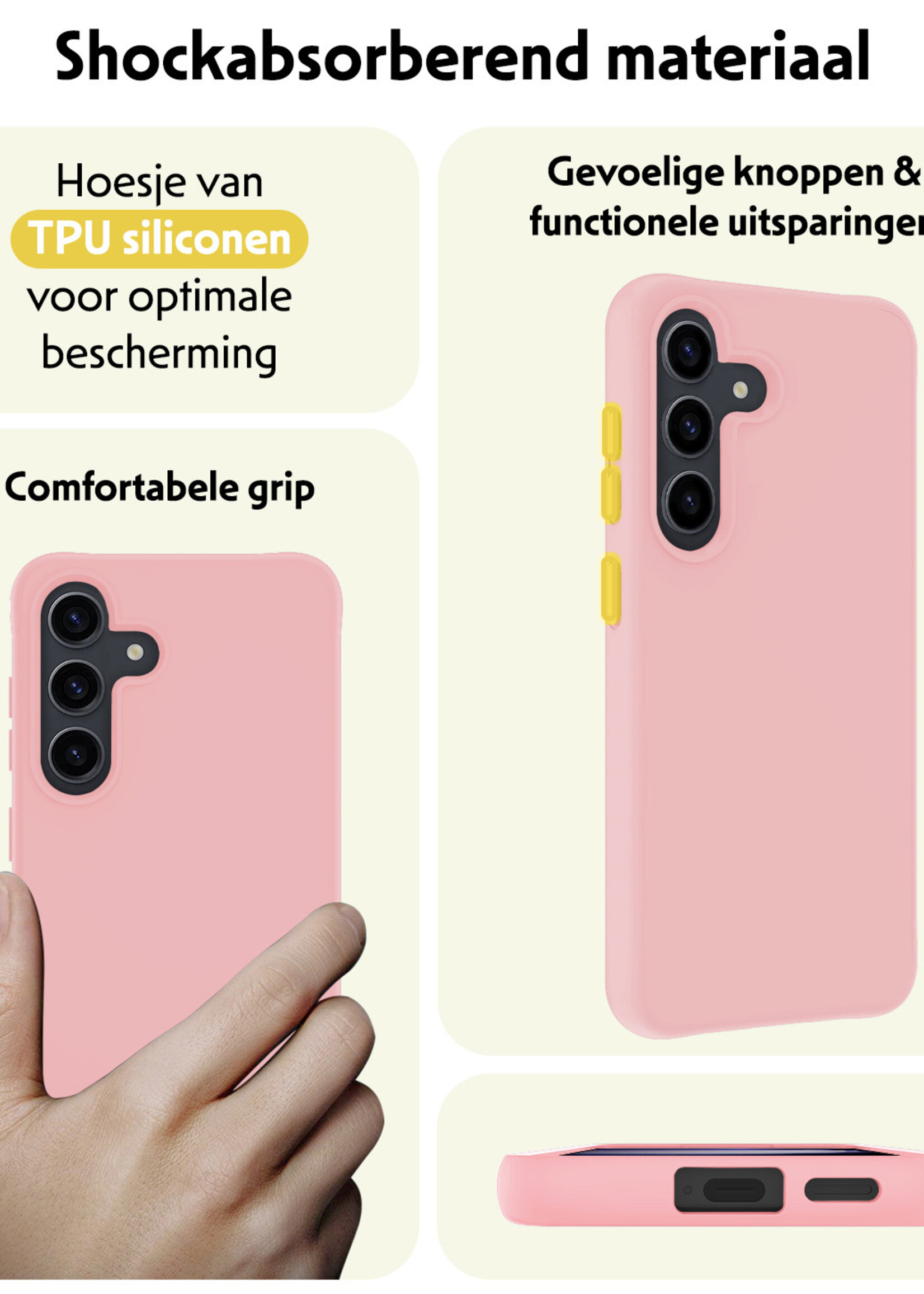 LUQ Hoesje Geschikt voor Samsung S24 Plus Hoesje Siliconen Case - Hoes Geschikt voor Samsung Galaxy S24 Plus Hoes Siliconen - Lichtroze - 2 Stuks