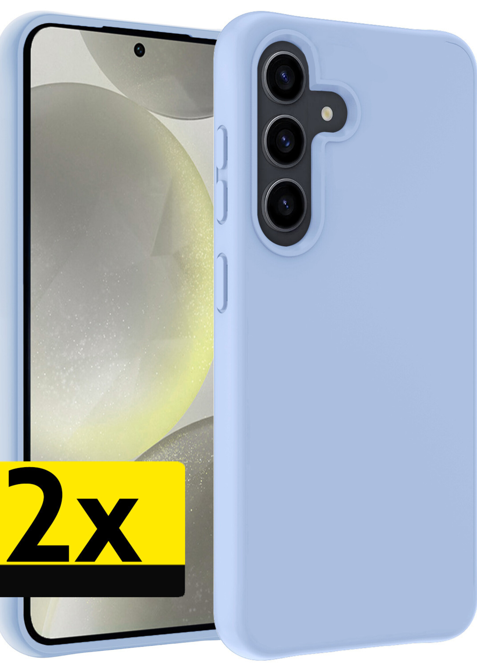 LUQ Hoesje Geschikt voor Samsung S24 Plus Hoesje Siliconen Case - Hoes Geschikt voor Samsung Galaxy S24 Plus Hoes Siliconen - Lichtblauw - 2 Stuks