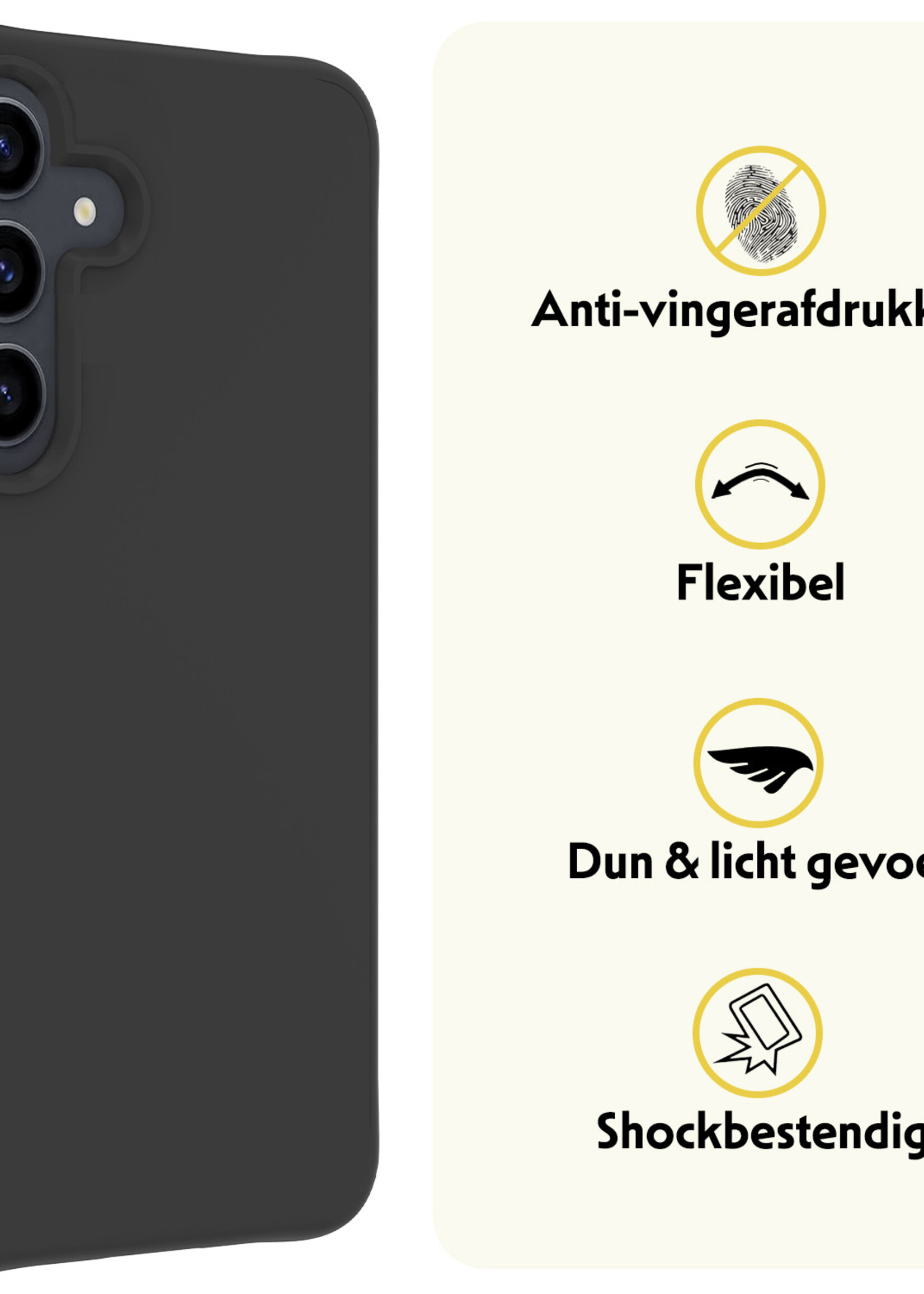 LUQ Hoesje Geschikt voor Samsung S24 Plus Hoesje Siliconen Case - Hoes Geschikt voor Samsung Galaxy S24 Plus Hoes Siliconen - Zwart