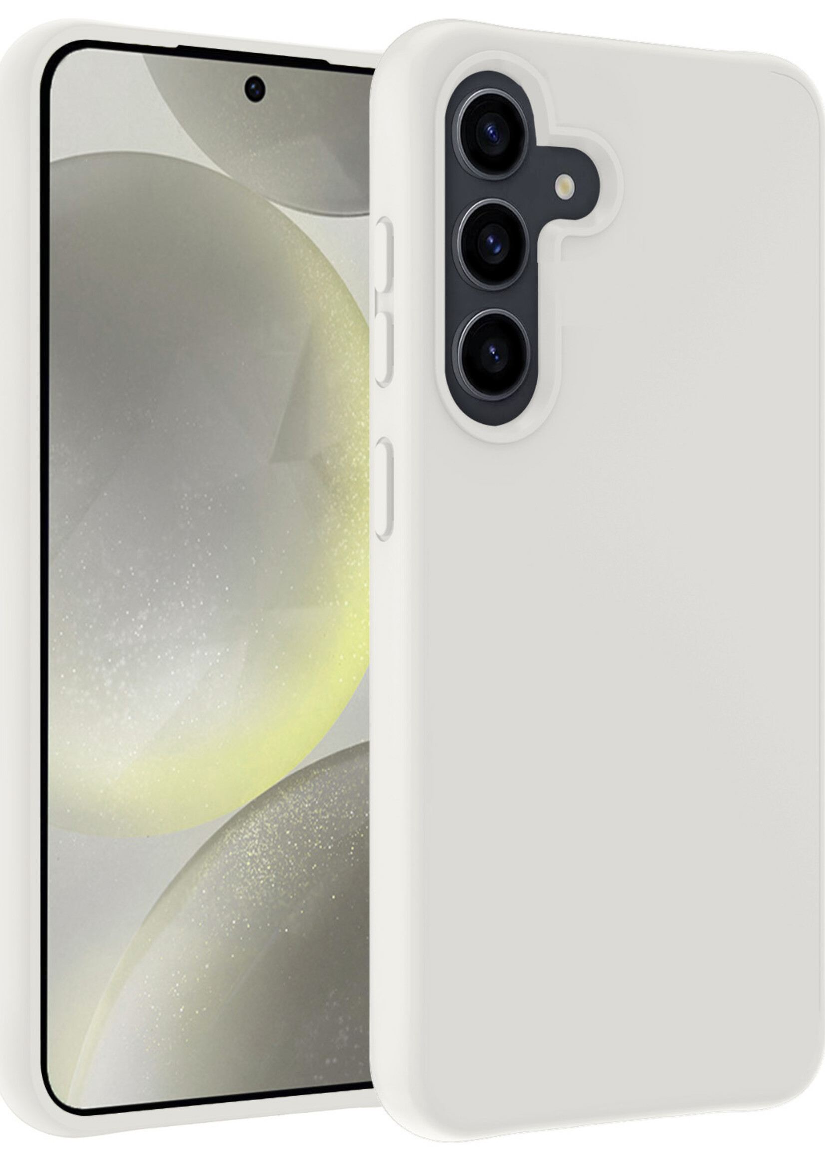 LUQ Hoesje Geschikt voor Samsung S24 Plus Hoesje Siliconen Case - Hoes Geschikt voor Samsung Galaxy S24 Plus Hoes Siliconen - Wit