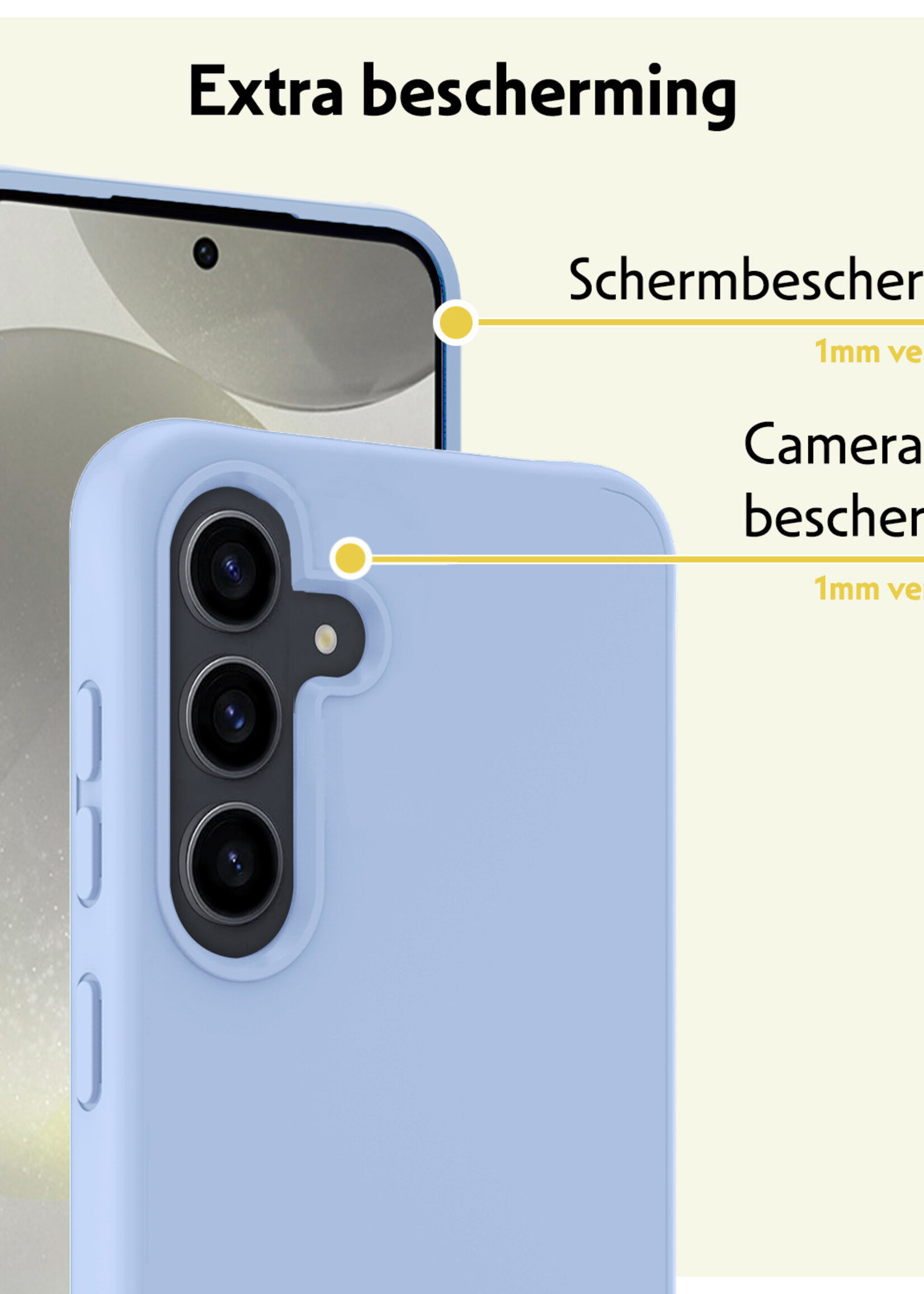 LUQ Hoesje Geschikt voor Samsung S24 Hoesje Siliconen Case Met 2x Screenprotector - Hoes Geschikt voor Samsung Galaxy S24 Hoes Siliconen - Lichtblauw