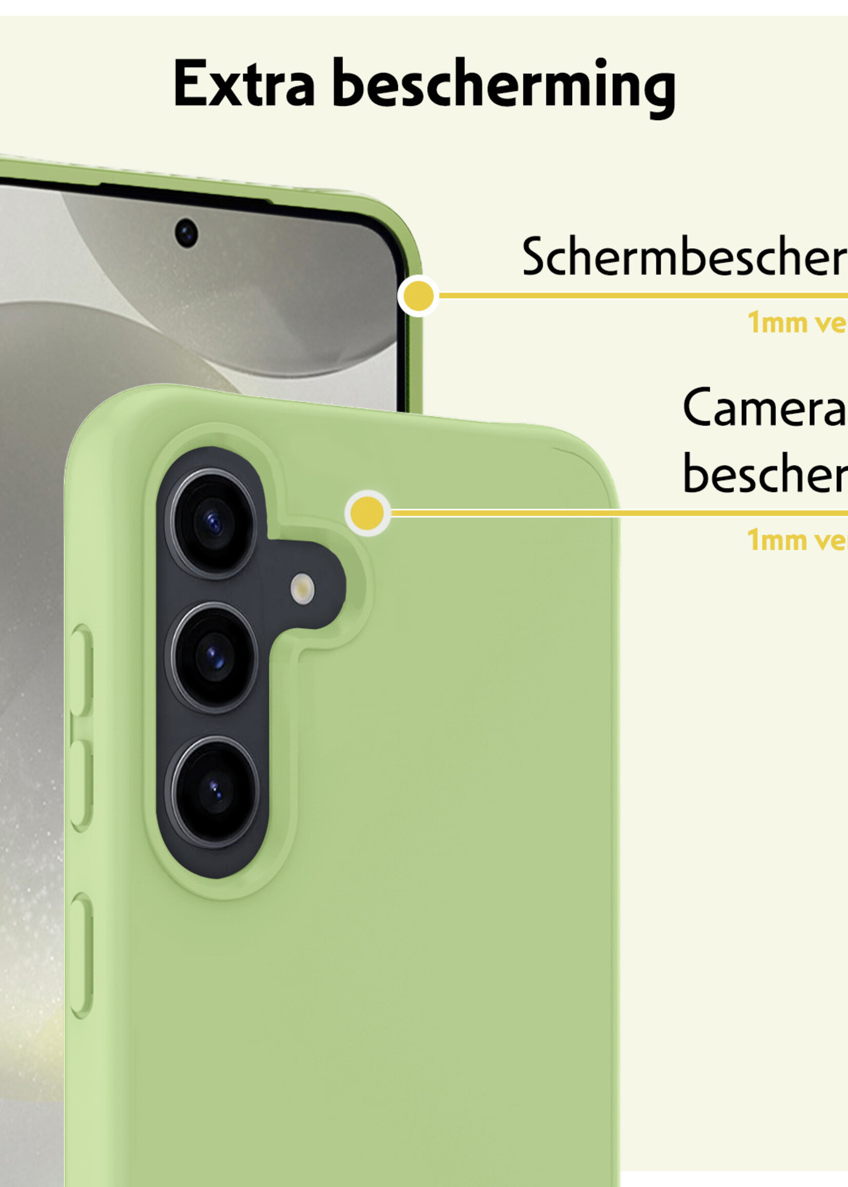 LUQ Hoesje Geschikt voor Samsung S24 Hoesje Siliconen Case Met 2x Screenprotector - Hoes Geschikt voor Samsung Galaxy S24 Hoes Siliconen - Groen