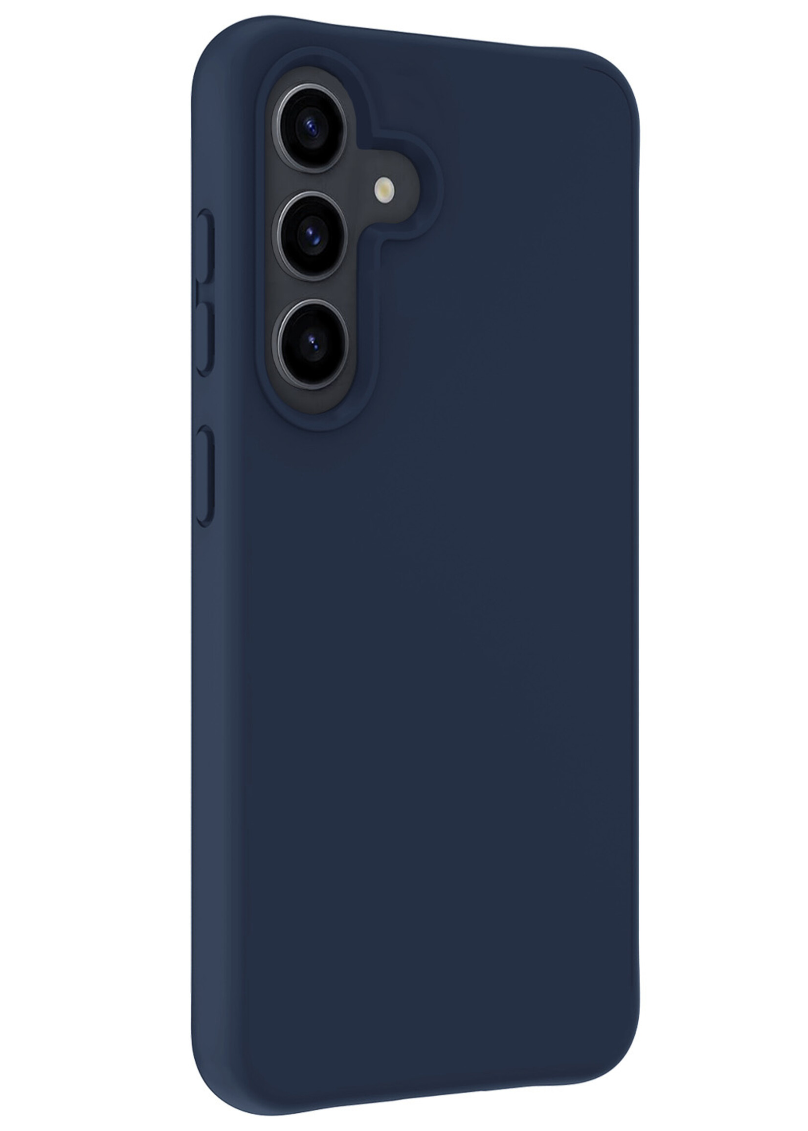 LUQ Hoesje Geschikt voor Samsung S24 Hoesje Siliconen Case Met 2x Screenprotector - Hoes Geschikt voor Samsung Galaxy S24 Hoes Siliconen - Donkerblauw