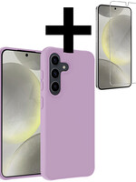 LUQ LUQ Samsung Galaxy S24 Hoesje Siliconen Met Screenprotector - Lila