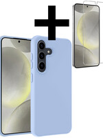 LUQ LUQ Samsung Galaxy S24 Hoesje Siliconen Met Screenprotector - Lichtblauw