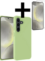 LUQ LUQ Samsung Galaxy S24 Hoesje Siliconen Met Screenprotector - Groen