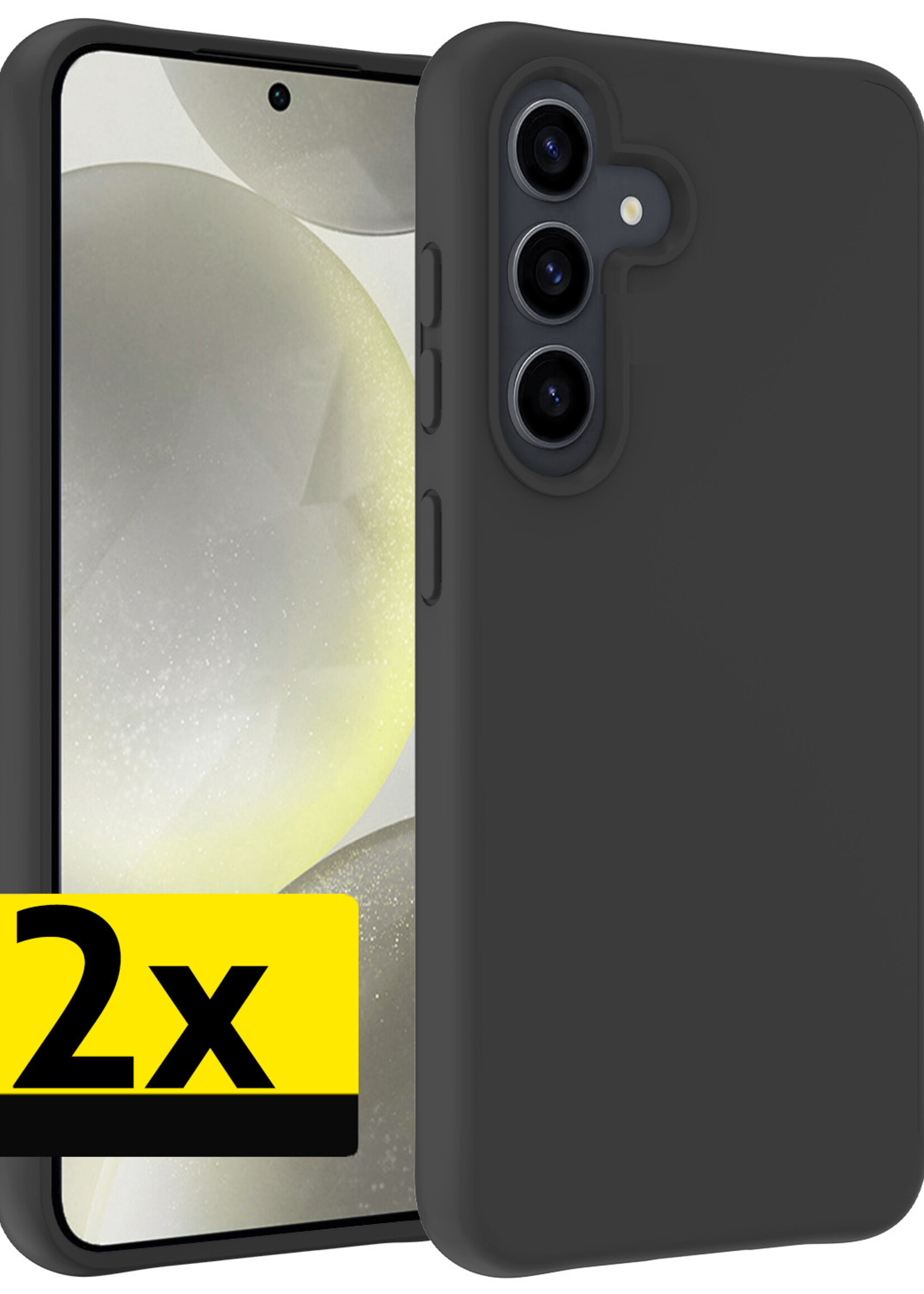 LUQ Hoesje Geschikt voor Samsung S24 Hoesje Siliconen Case - Hoes Geschikt voor Samsung Galaxy S24 Hoes Siliconen - Zwart - 2 Stuks