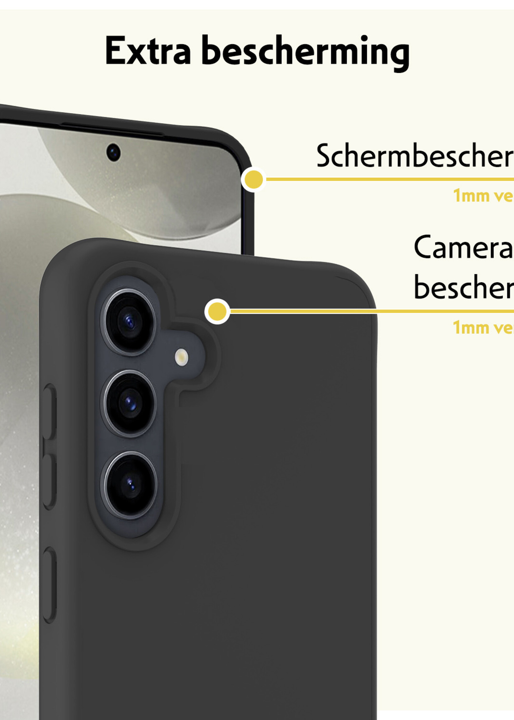 LUQ Hoesje Geschikt voor Samsung S24 Hoesje Siliconen Case - Hoes Geschikt voor Samsung Galaxy S24 Hoes Siliconen - Zwart - 2 Stuks