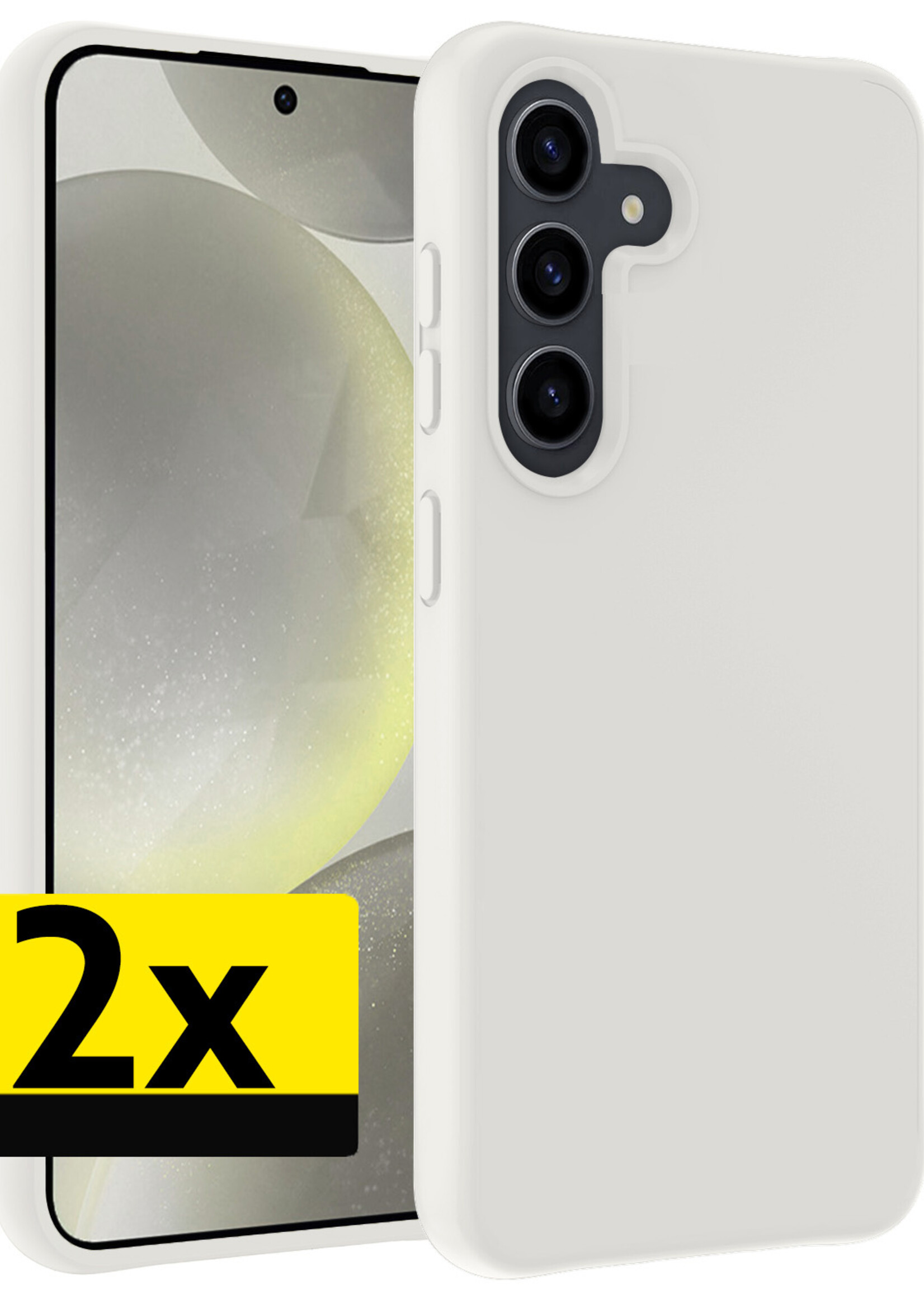 LUQ Hoesje Geschikt voor Samsung S24 Hoesje Siliconen Case - Hoes Geschikt voor Samsung Galaxy S24 Hoes Siliconen - Wit - 2 Stuks