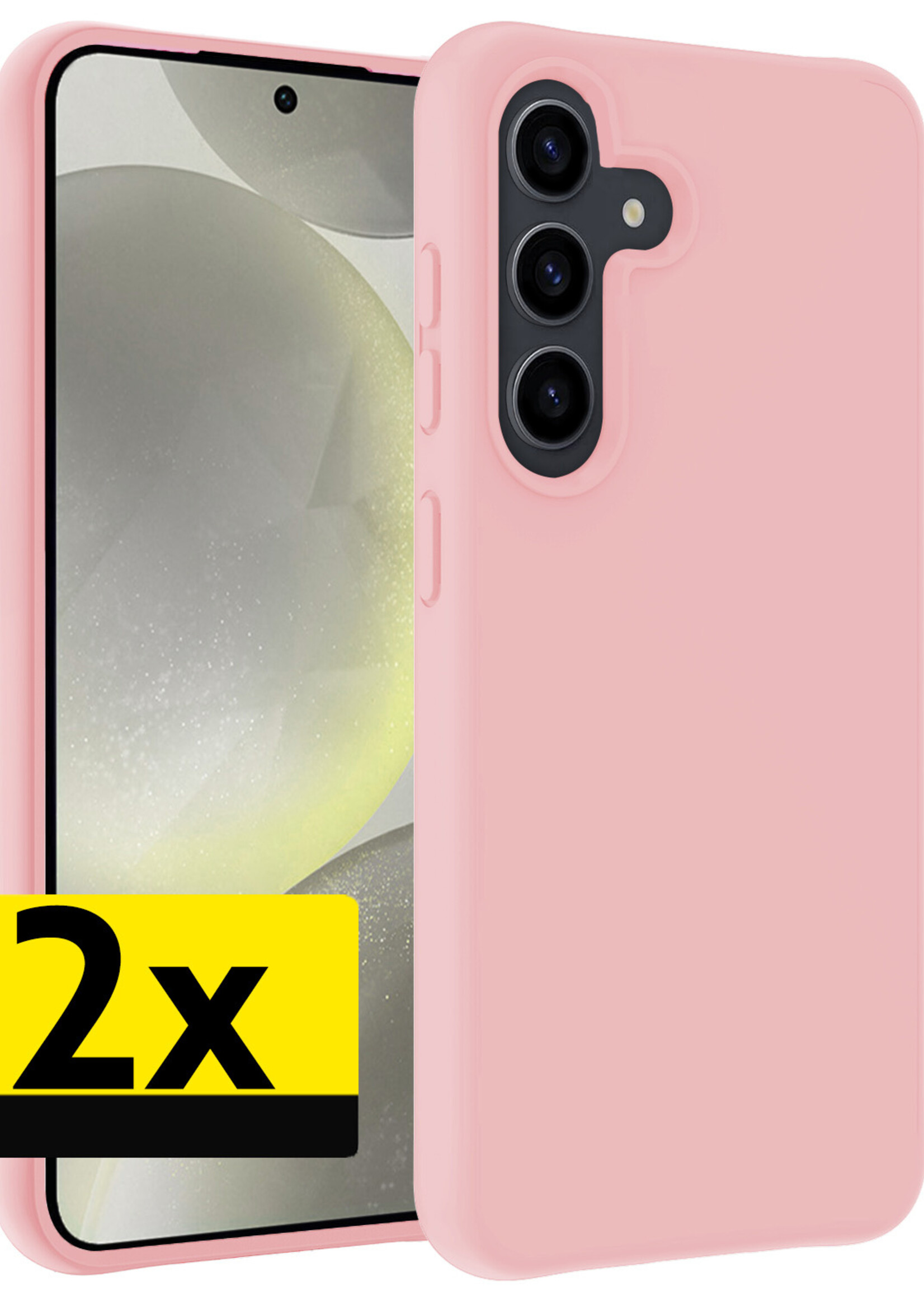 LUQ Hoesje Geschikt voor Samsung S24 Hoesje Siliconen Case - Hoes Geschikt voor Samsung Galaxy S24 Hoes Siliconen - Lichtroze - 2 Stuks