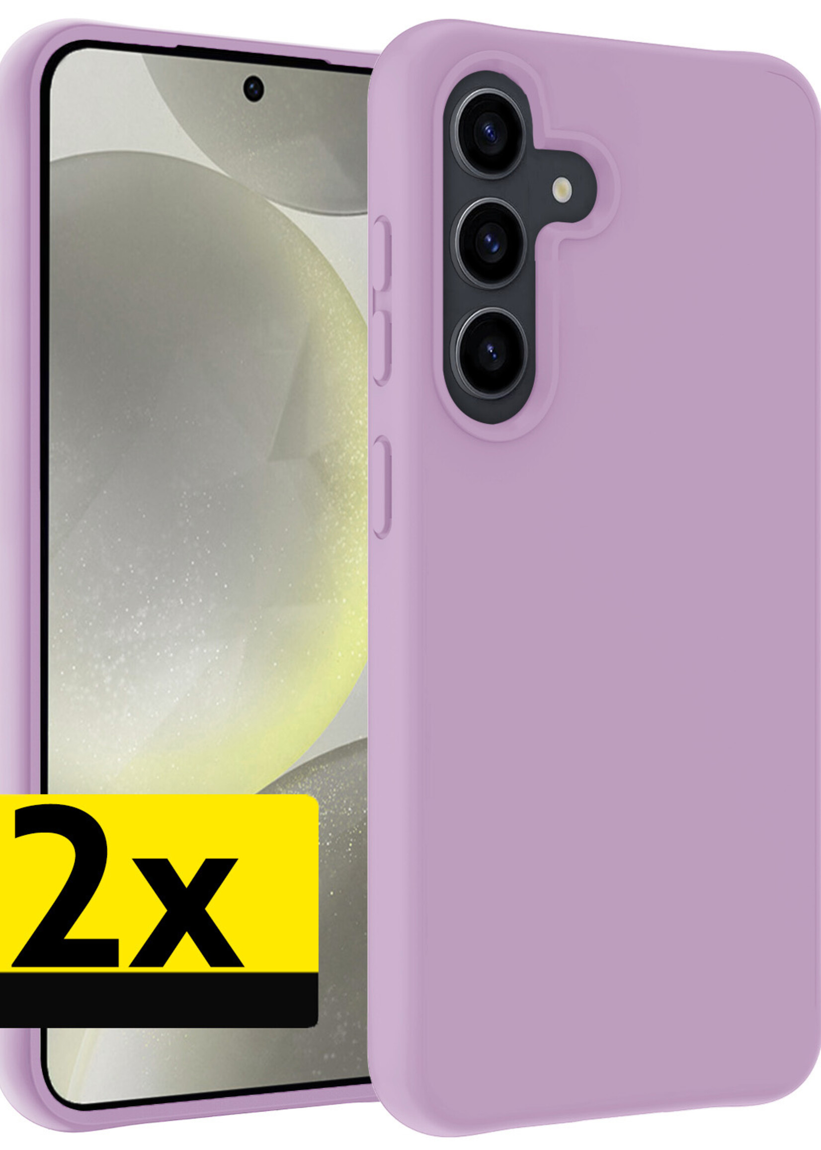 LUQ Hoesje Geschikt voor Samsung S24 Hoesje Siliconen Case - Hoes Geschikt voor Samsung Galaxy S24 Hoes Siliconen - Lila - 2 Stuks