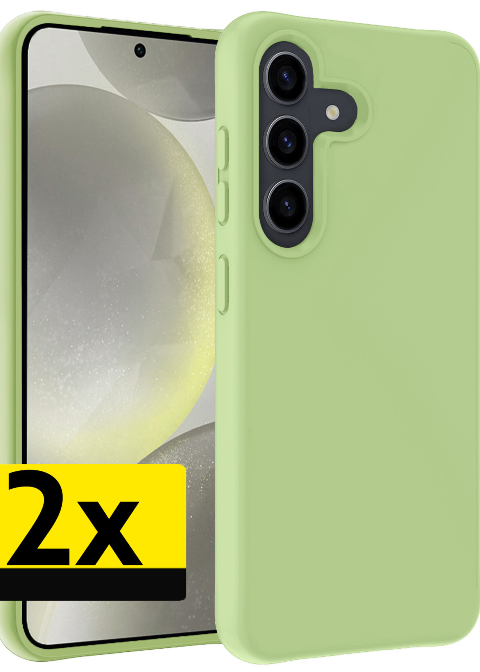 LUQ Hoesje Geschikt voor Samsung S24 Hoesje Siliconen Case - Hoes Geschikt voor Samsung Galaxy S24 Hoes Siliconen - Groen - 2 Stuks