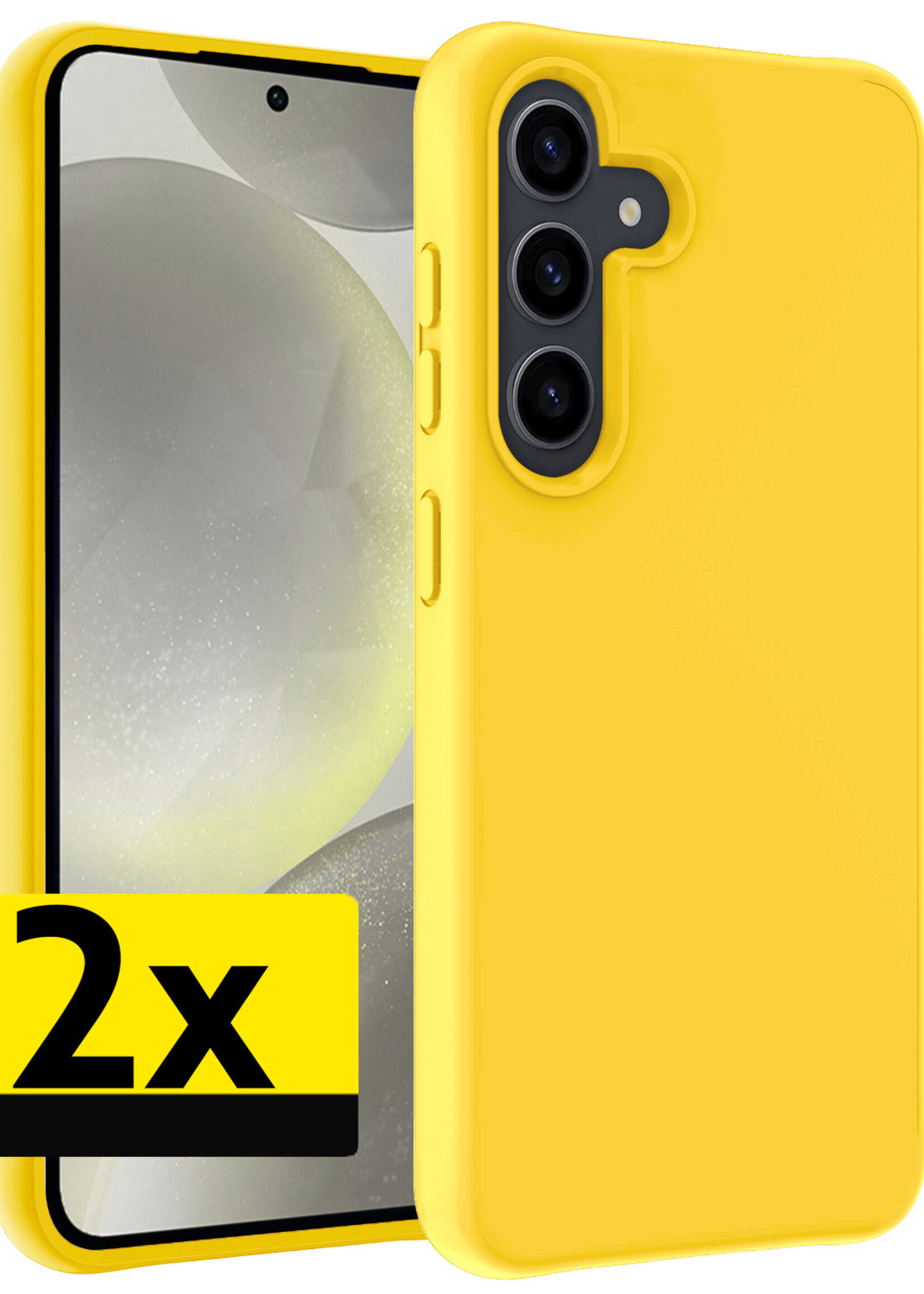 LUQ Hoesje Geschikt voor Samsung S24 Hoesje Siliconen Case - Hoes Geschikt voor Samsung Galaxy S24 Hoes Siliconen - Geel - 2 Stuks