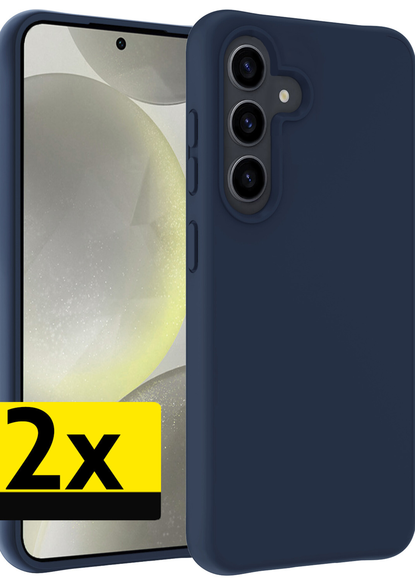 LUQ Hoesje Geschikt voor Samsung S24 Hoesje Siliconen Case - Hoes Geschikt voor Samsung Galaxy S24 Hoes Siliconen - Donkerblauw - 2 Stuks