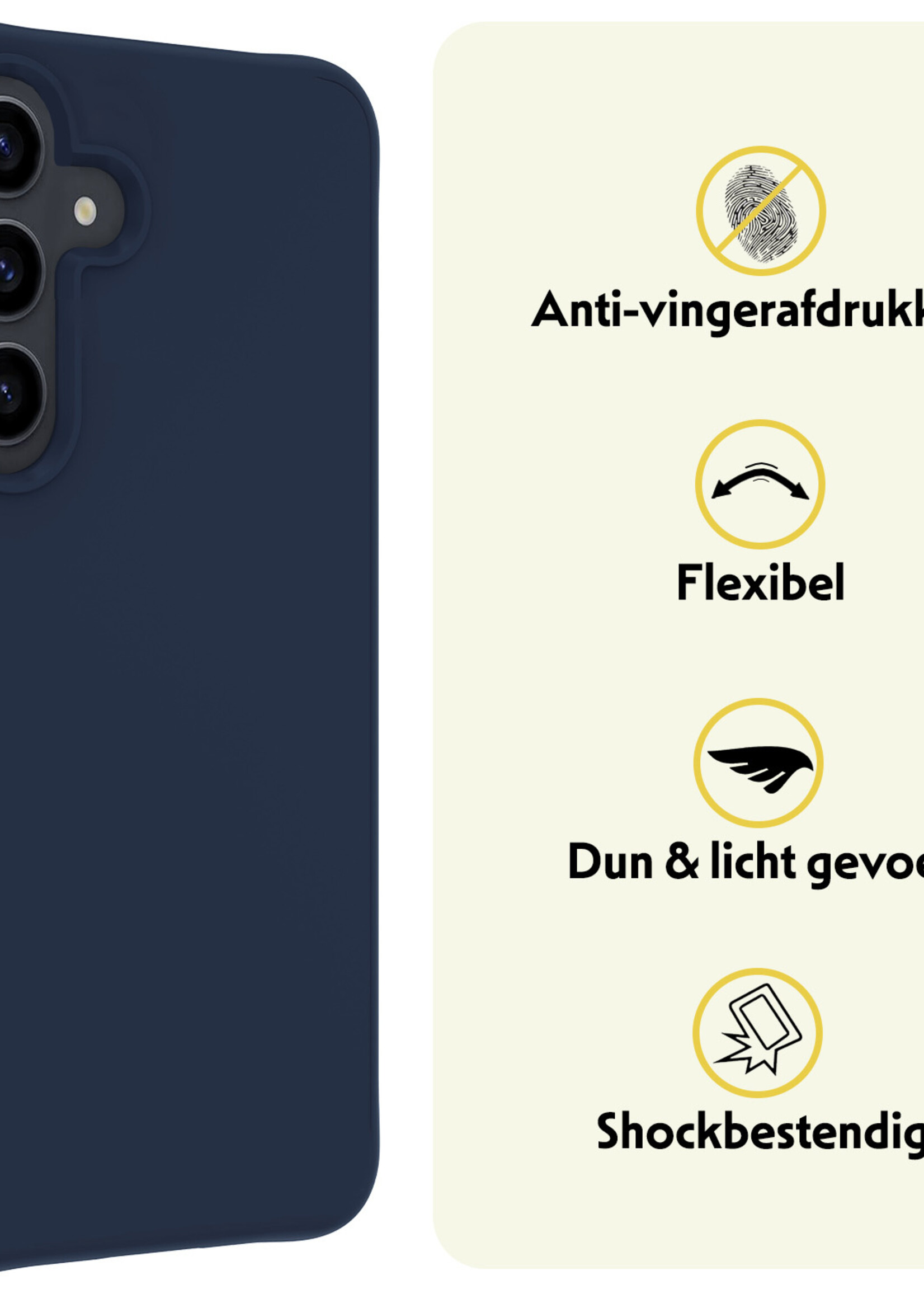 LUQ Hoesje Geschikt voor Samsung S24 Hoesje Siliconen Case - Hoes Geschikt voor Samsung Galaxy S24 Hoes Siliconen - Donkerblauw - 2 Stuks